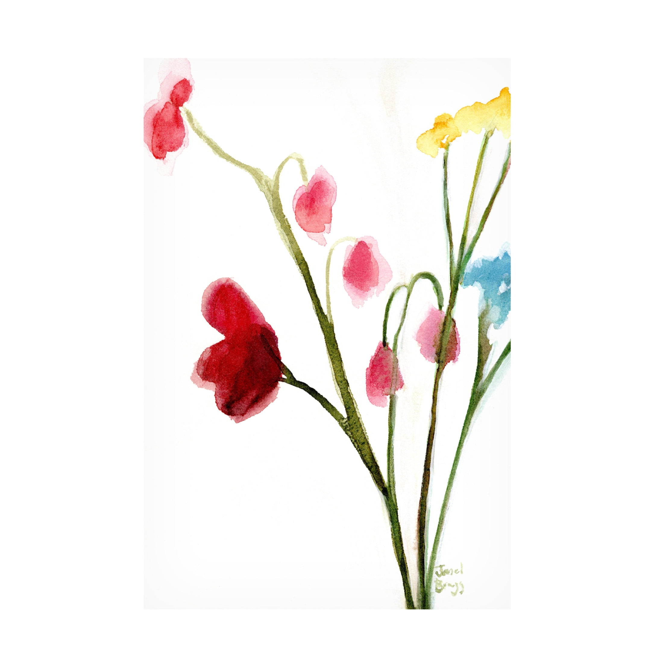 Canvas Wall Art - Janel Bragg 'Floral in Crimson' Wall Art for Living Room, Bedroom, or Office Décor by Trademark Fine Art - 30 x 47 Inches