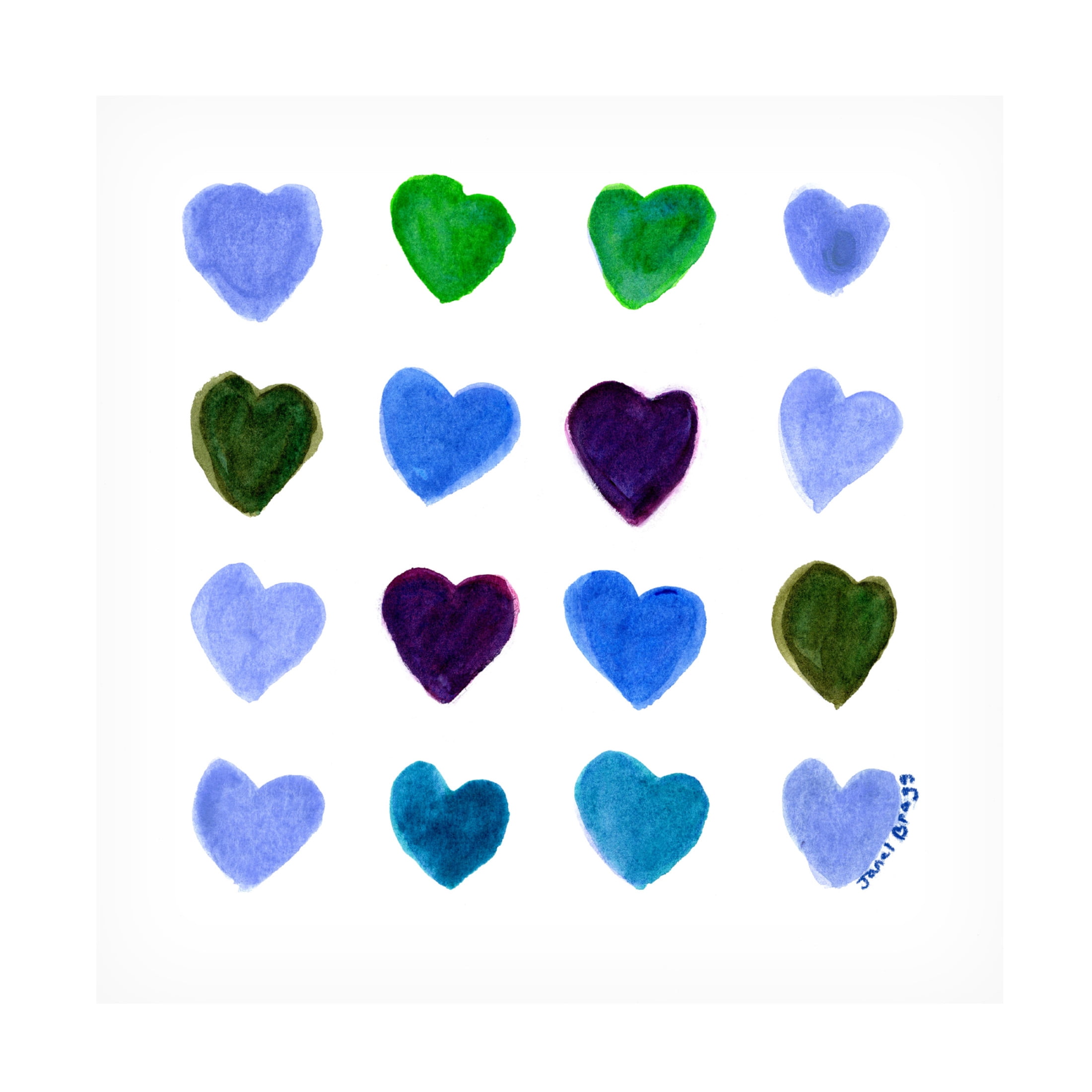 Canvas Wall Art - Janel Bragg 'Square of Hearts 4' Wall Art for Living Room, Bedroom, or Office Décor by Trademark Fine Art - 14 x 14 Inches