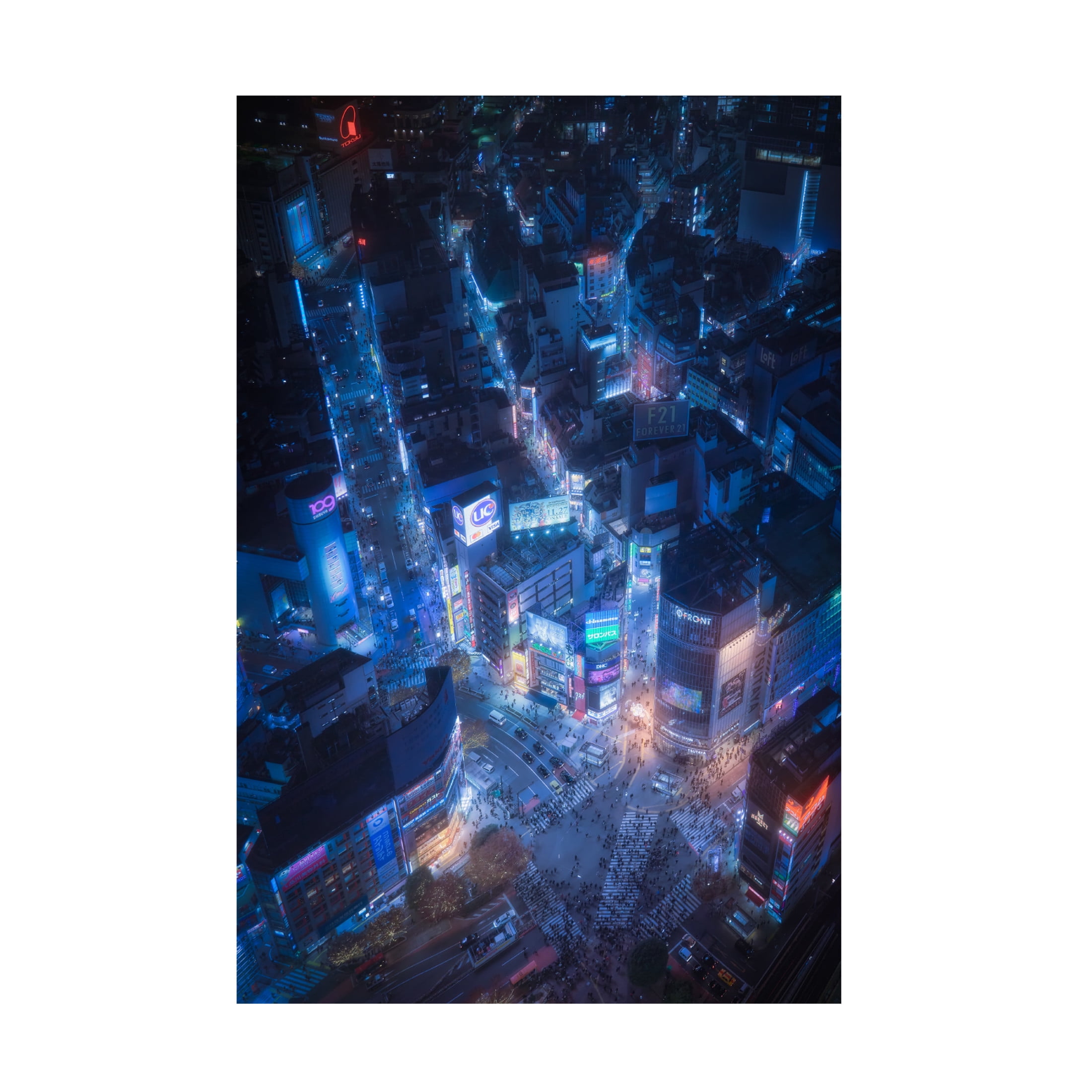 Canvas Wall Art - Javier De La 'Flying Shibuya' Wall Art for Living Room, Bedroom, or Office Décor by Trademark Fine Art - 22 x 32 Inches