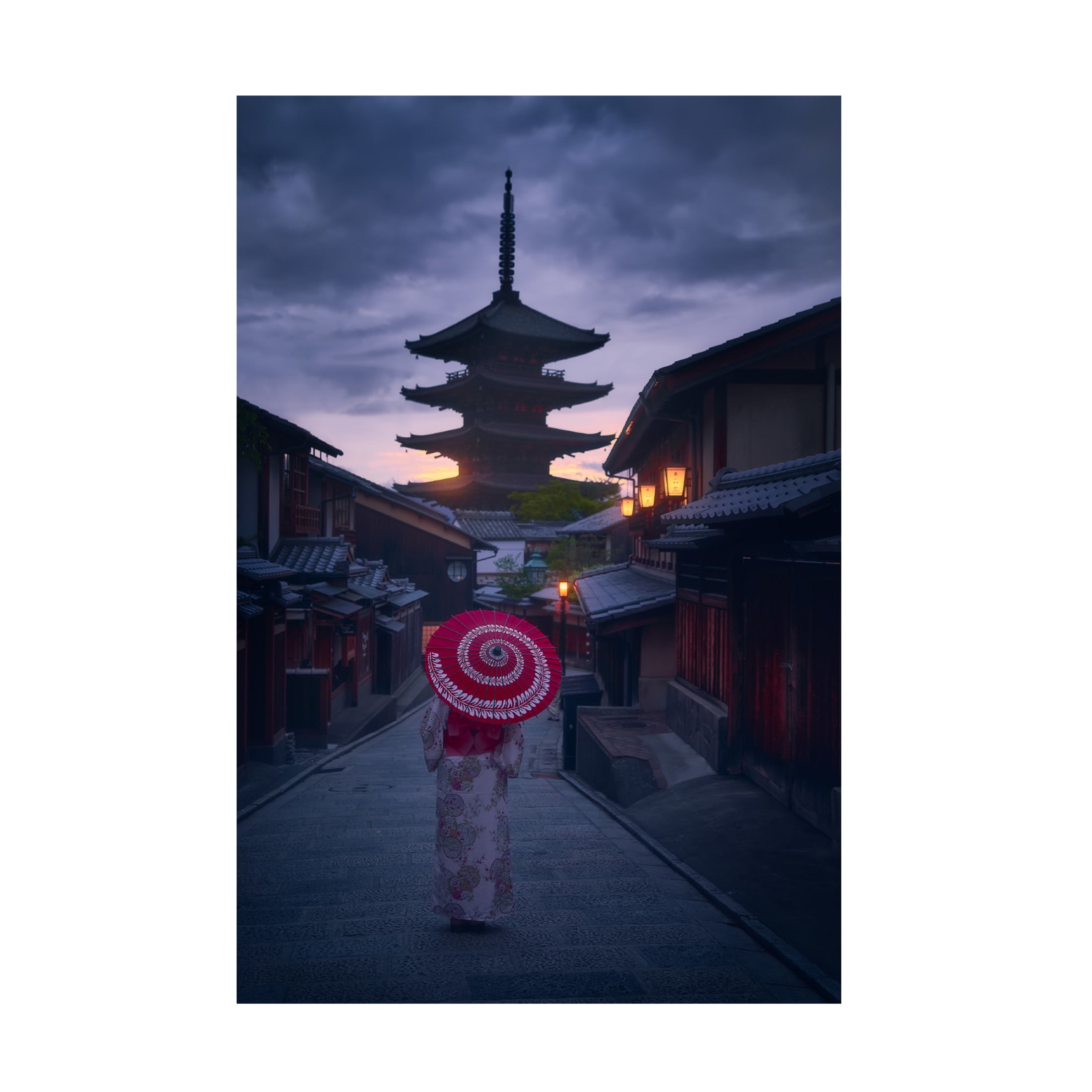 Canvas Wall Art - Javier De La 'Walking Kyoto' Wall Art for Living Room, Bedroom, or Office Décor by Trademark Fine Art - 30 x 47 Inches
