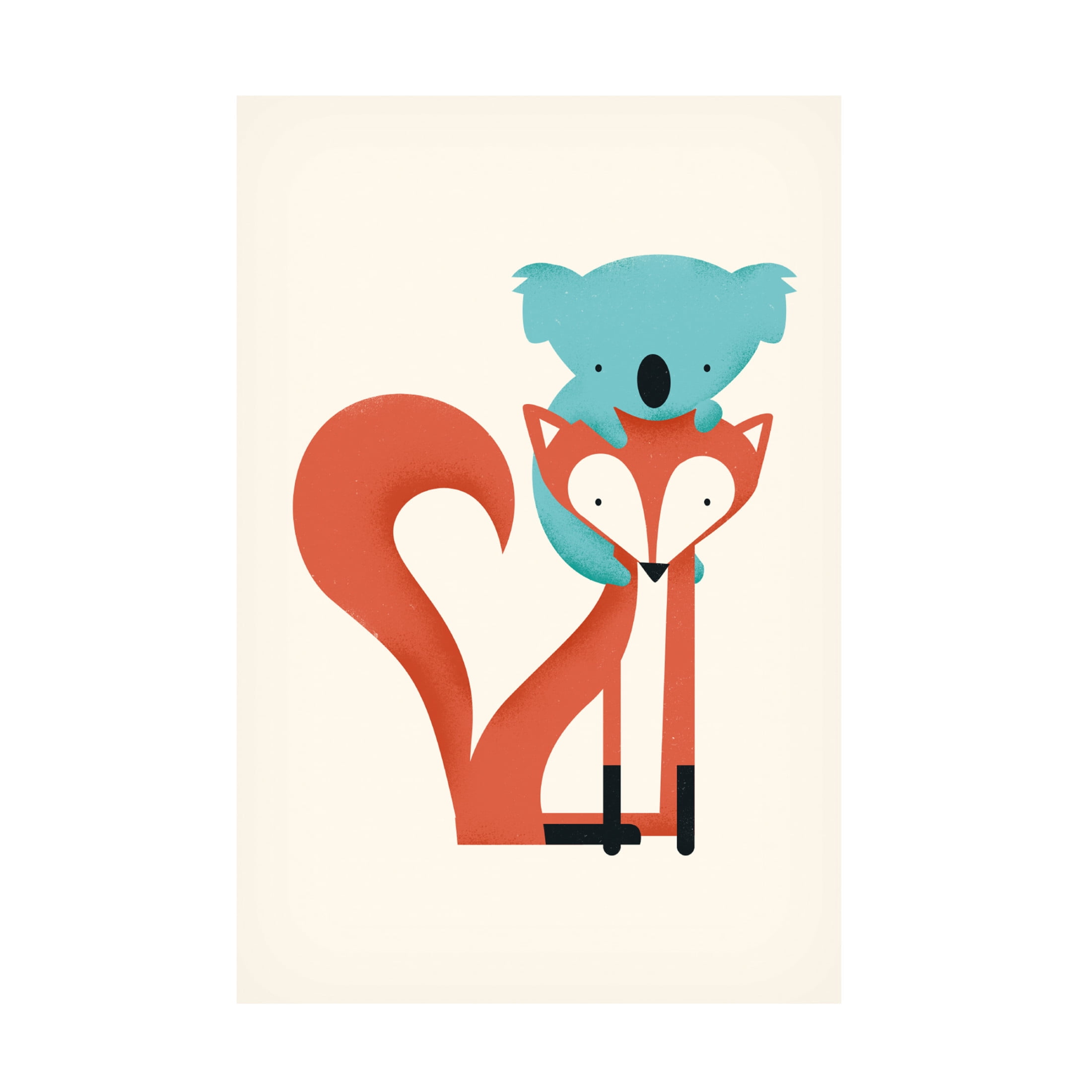 Canvas Wall Art - Jay Fleck 'Fox & Koala' Wall Art for Living Room, Bedroom, or Office Décor by Trademark Fine Art - 22 x 32 Inches