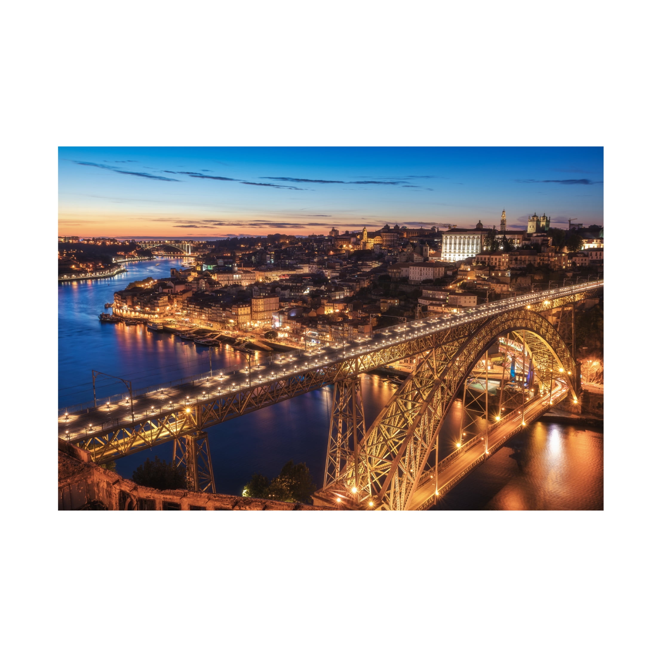 Canvas Wall Art - Jean Claude Castor 'Portugal - Porto Blue Hour' Wall Art for Living Room, Bedroom, or Office Décor by Trademark Fine Art - 47 x 30 Inches