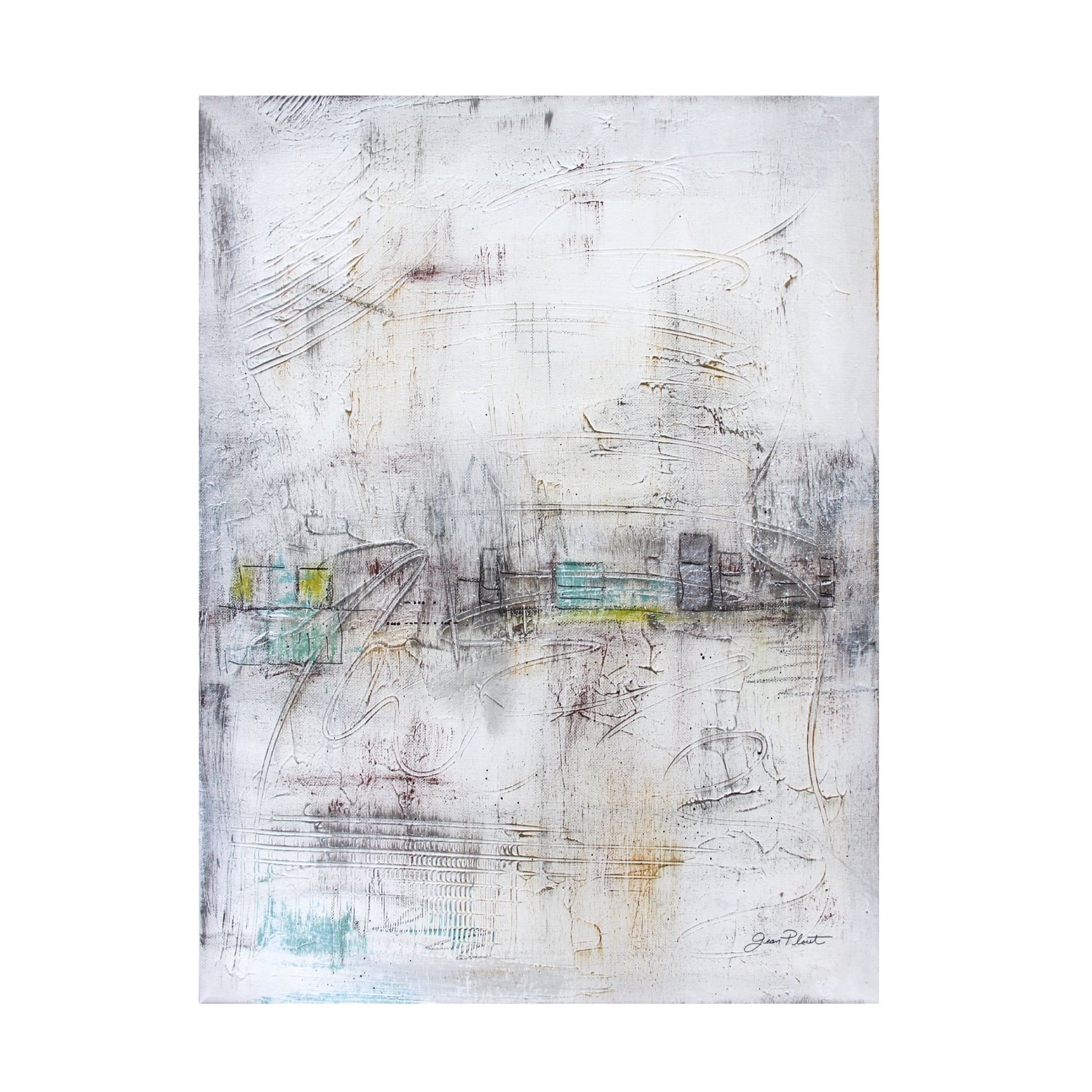 Canvas Wall Art - Jean Plout 'Abstract Aqua Horizon A' Wall Art for Living Room, Bedroom, or Office Décor by Trademark Fine Art - 18 x 24 Inches