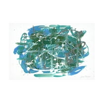 Canvas Wall Art - Jean Plout 'Abstract Blue Vibes' Wall Art for Living Room, Bedroom, or Office Décor by Trademark Fine Art - 19 x 12 Inches