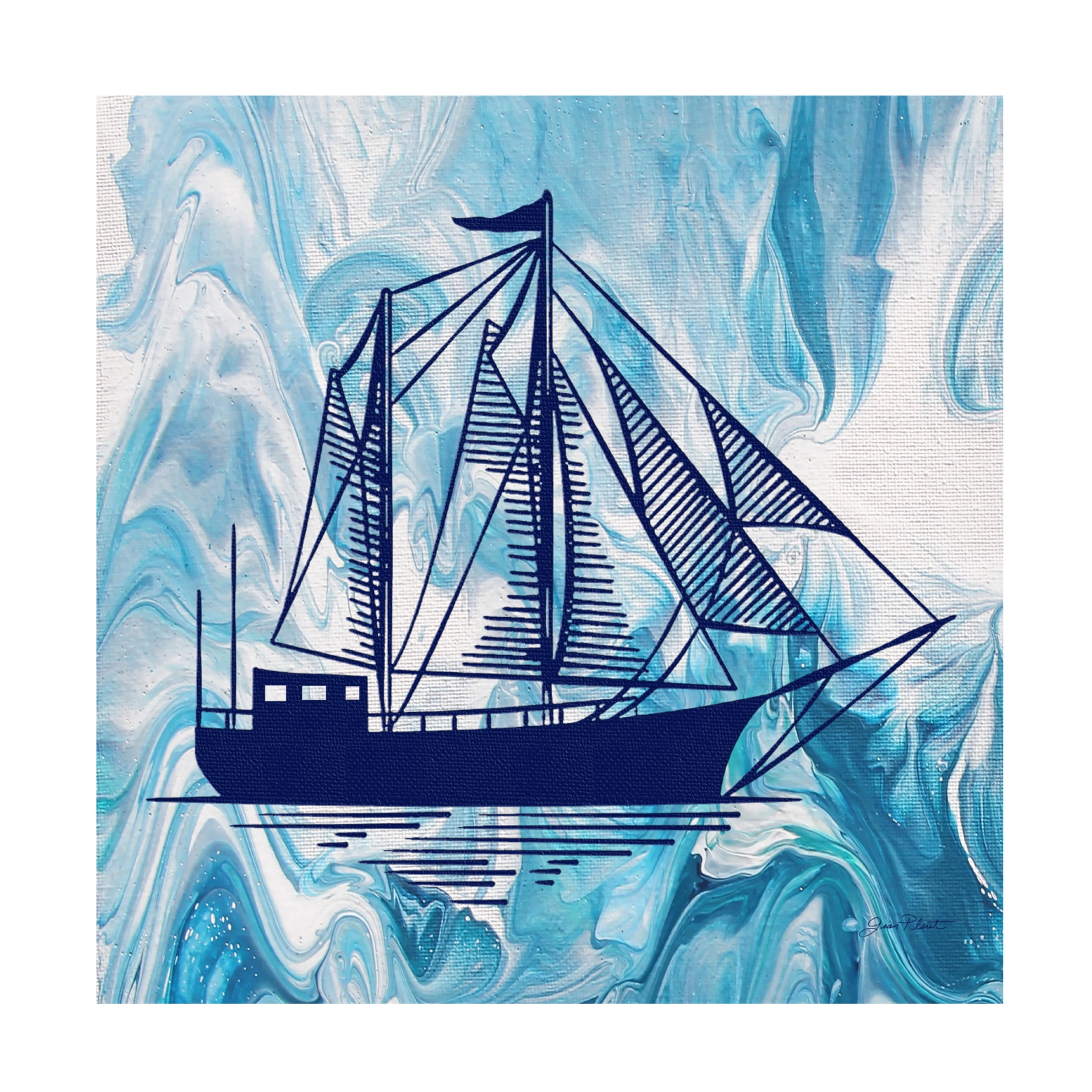 Canvas Wall Art - Jean Plout 'Abstract Ocean A' Wall Art for Living Room, Bedroom, or Office Décor by Trademark Fine Art - 24 x 24 Inches