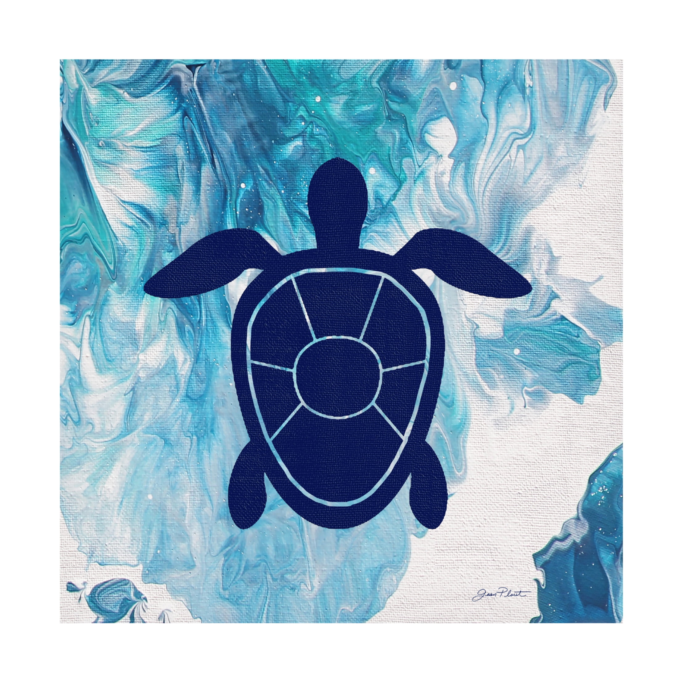 Canvas Wall Art - Jean Plout 'Abstract Ocean H' Wall Art for Living Room, Bedroom, or Office Décor by Trademark Fine Art - 18 x 18 Inches