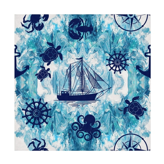 Canvas Wall Art - Jean Plout 'Abstract Ocean J' Wall Art for Living Room, Bedroom, or Office Décor by Trademark Fine Art - 14 x 14 Inches