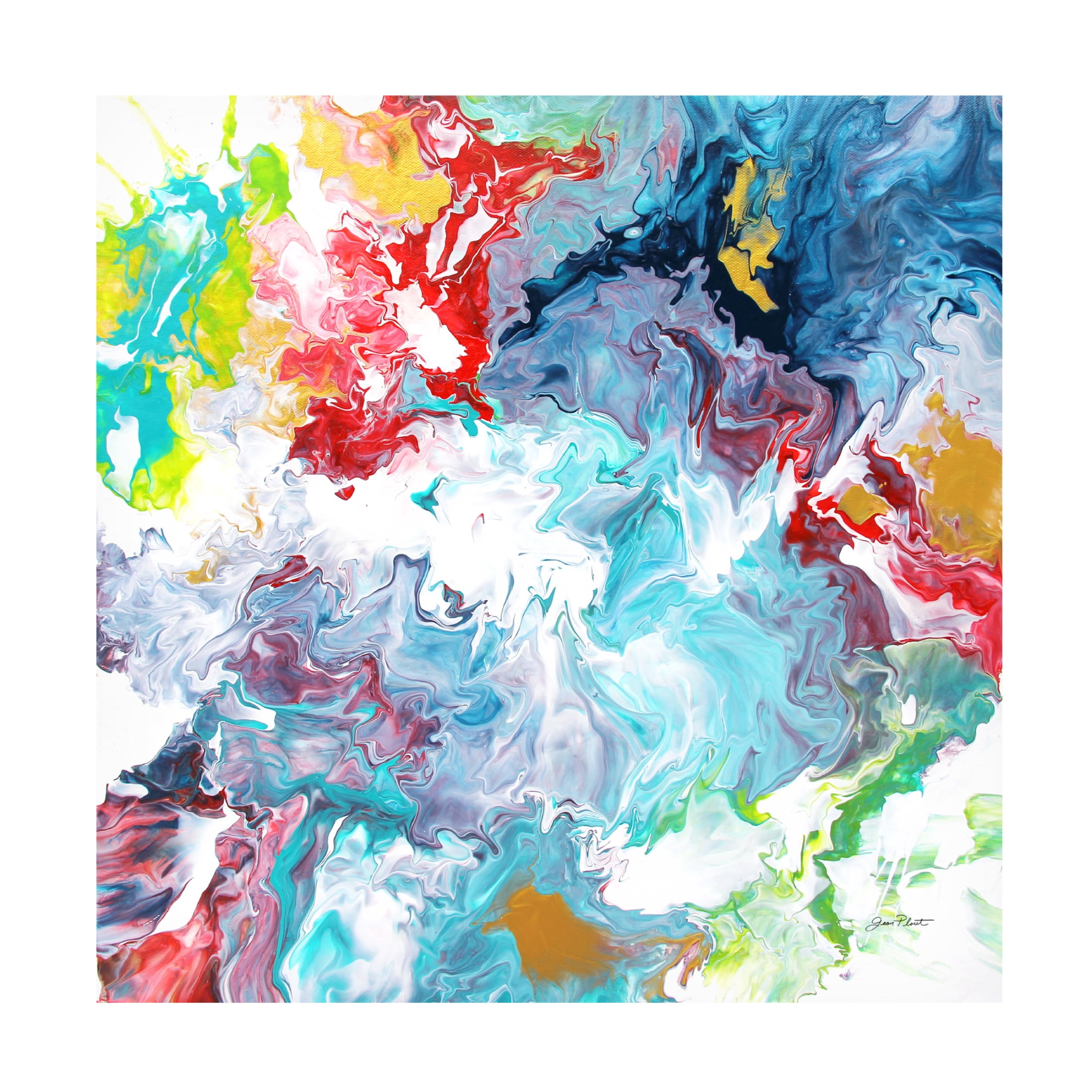 Canvas Wall Art - Jean Plout 'Abstract Pouring B' Wall Art for Living Room, Bedroom, or Office Décor by Trademark Fine Art - 24 x 24 Inches