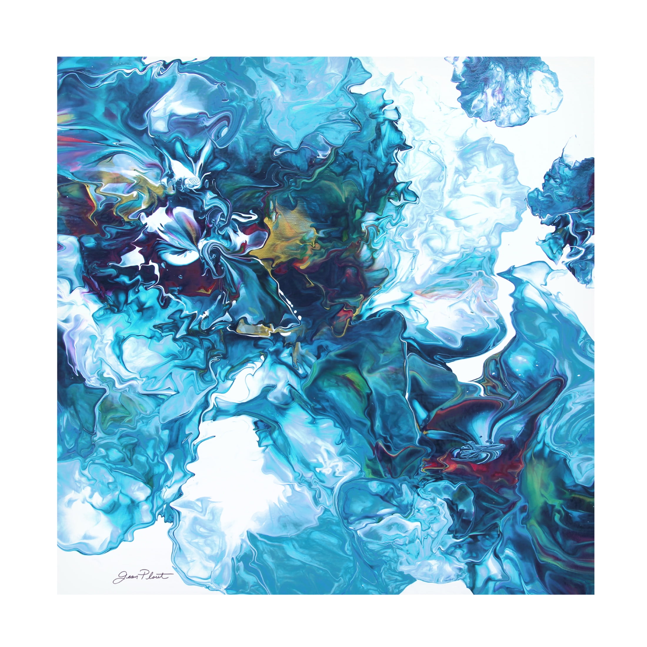 Canvas Wall Art - Jean Plout 'Abstract Pouring C' Wall Art for Living Room, Bedroom, or Office Décor by Trademark Fine Art - 18 x 18 Inches