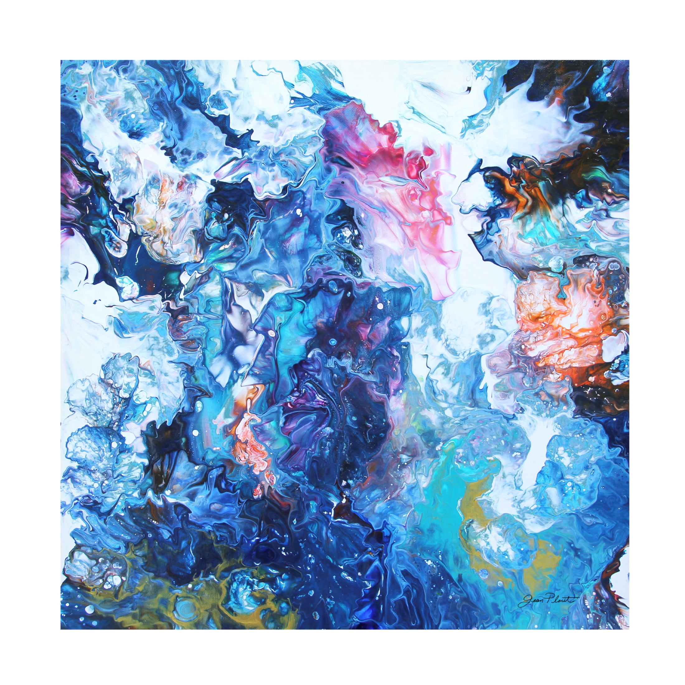 Canvas Wall Art - Jean Plout 'Abstract Pouring D' Wall Art for Living Room, Bedroom, or Office Décor by Trademark Fine Art - 24 x 24 Inches