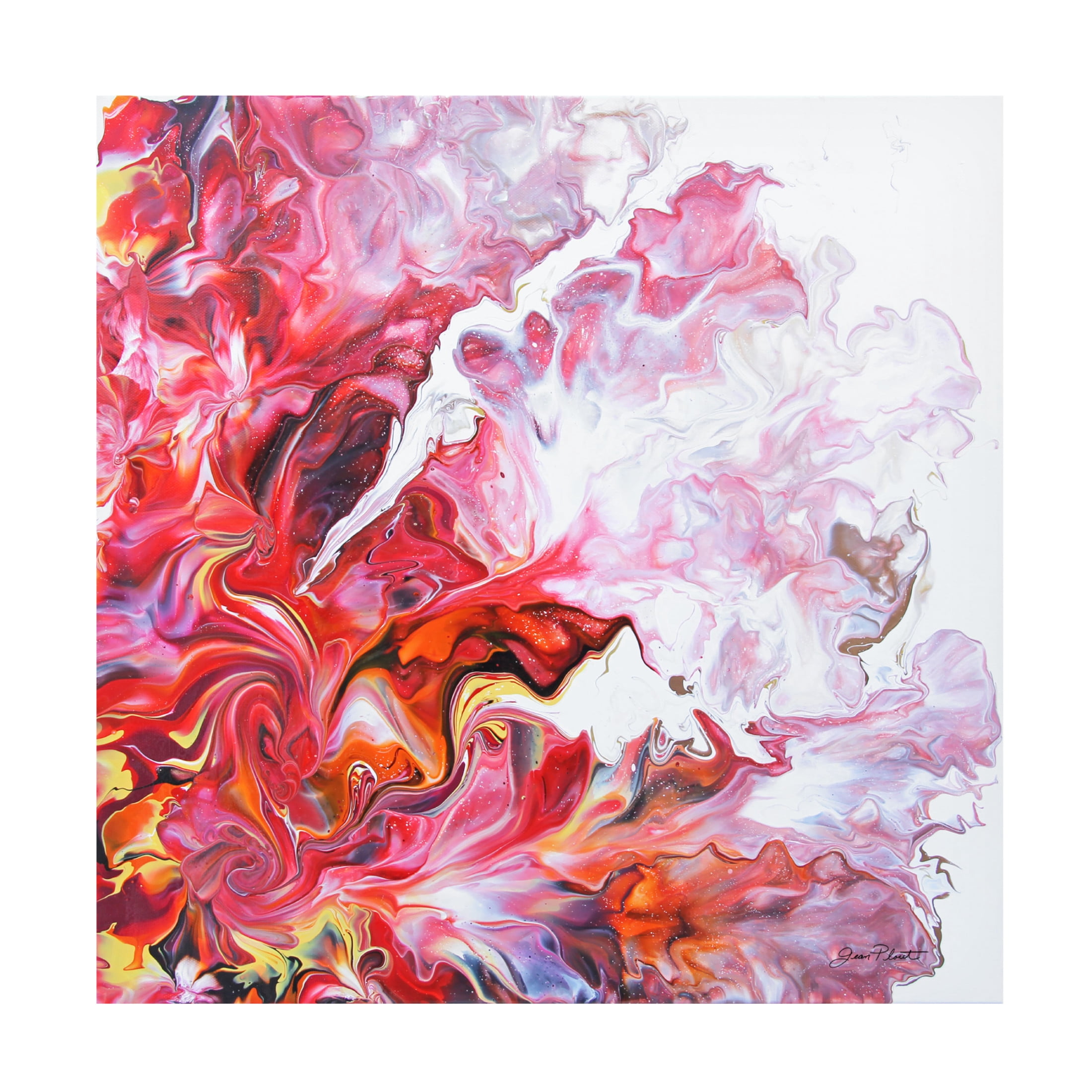 Canvas Wall Art - Jean Plout 'Abstract Pouring E' Wall Art for Living Room, Bedroom, or Office Décor by Trademark Fine Art - 18 x 18 Inches