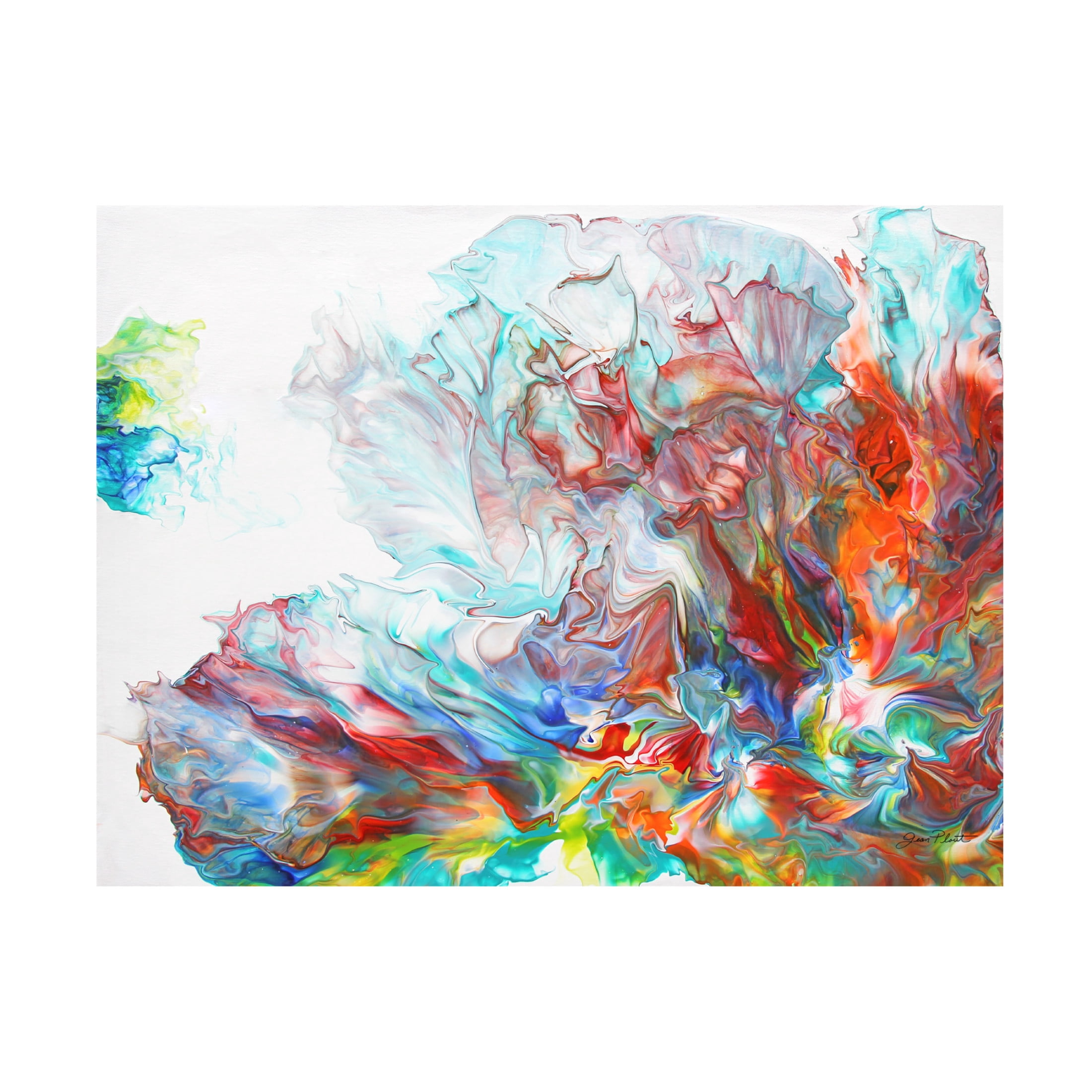Canvas Wall Art - Jean Plout 'Abstract Pouring J' Wall Art for Living Room, Bedroom, or Office Décor by Trademark Fine Art - 32 x 24 Inches