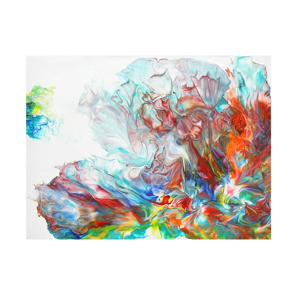 Canvas Wall Art - Jean Plout 'Abstract Pouring J' Wall Art for Living Room, Bedroom, or Office Décor by Trademark Fine Art - 32 x 24 Inches