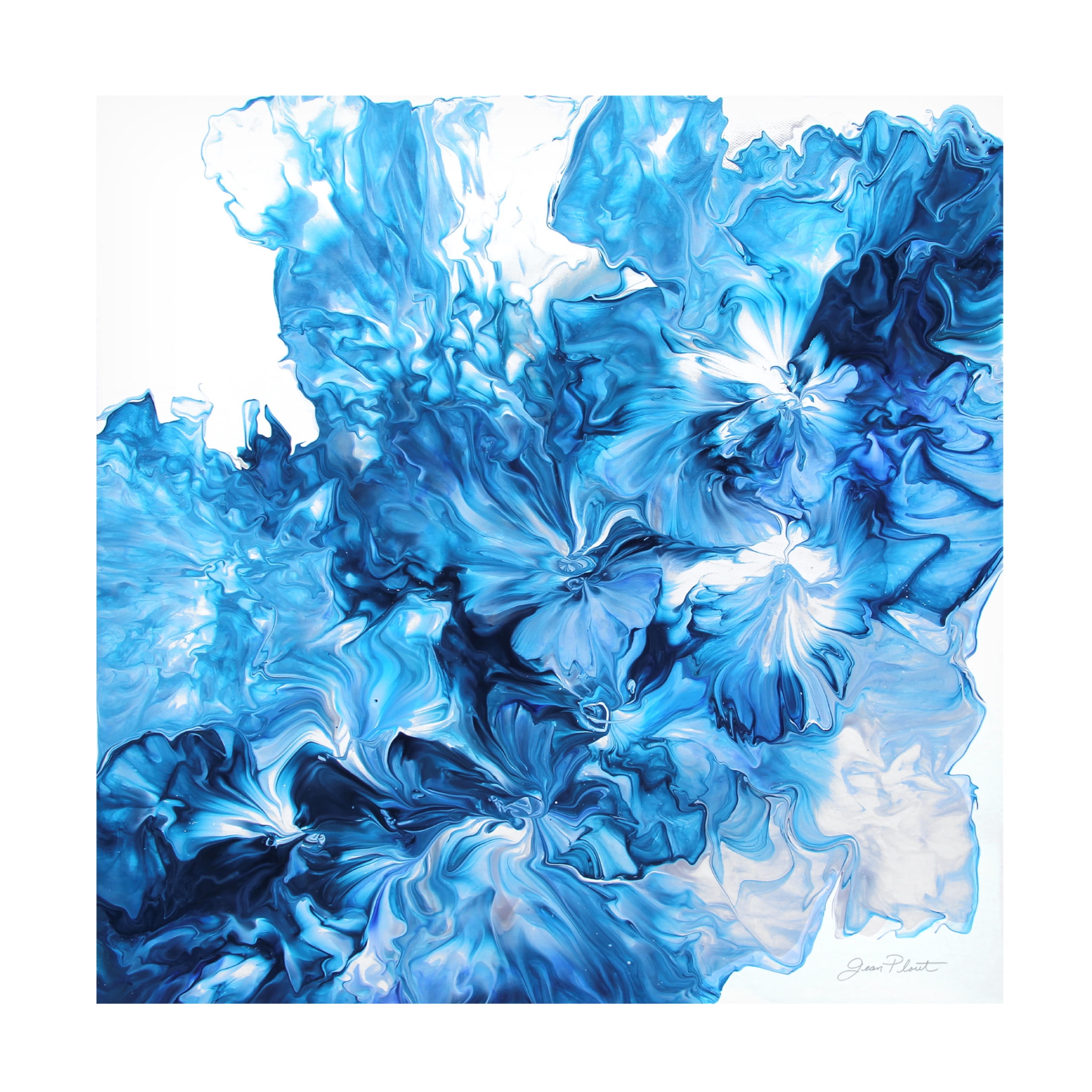 Canvas Wall Art - Jean Plout 'Abstract Pouring O' Wall Art for Living Room, Bedroom, or Office Décor by Trademark Fine Art - 14 x 14 Inches
