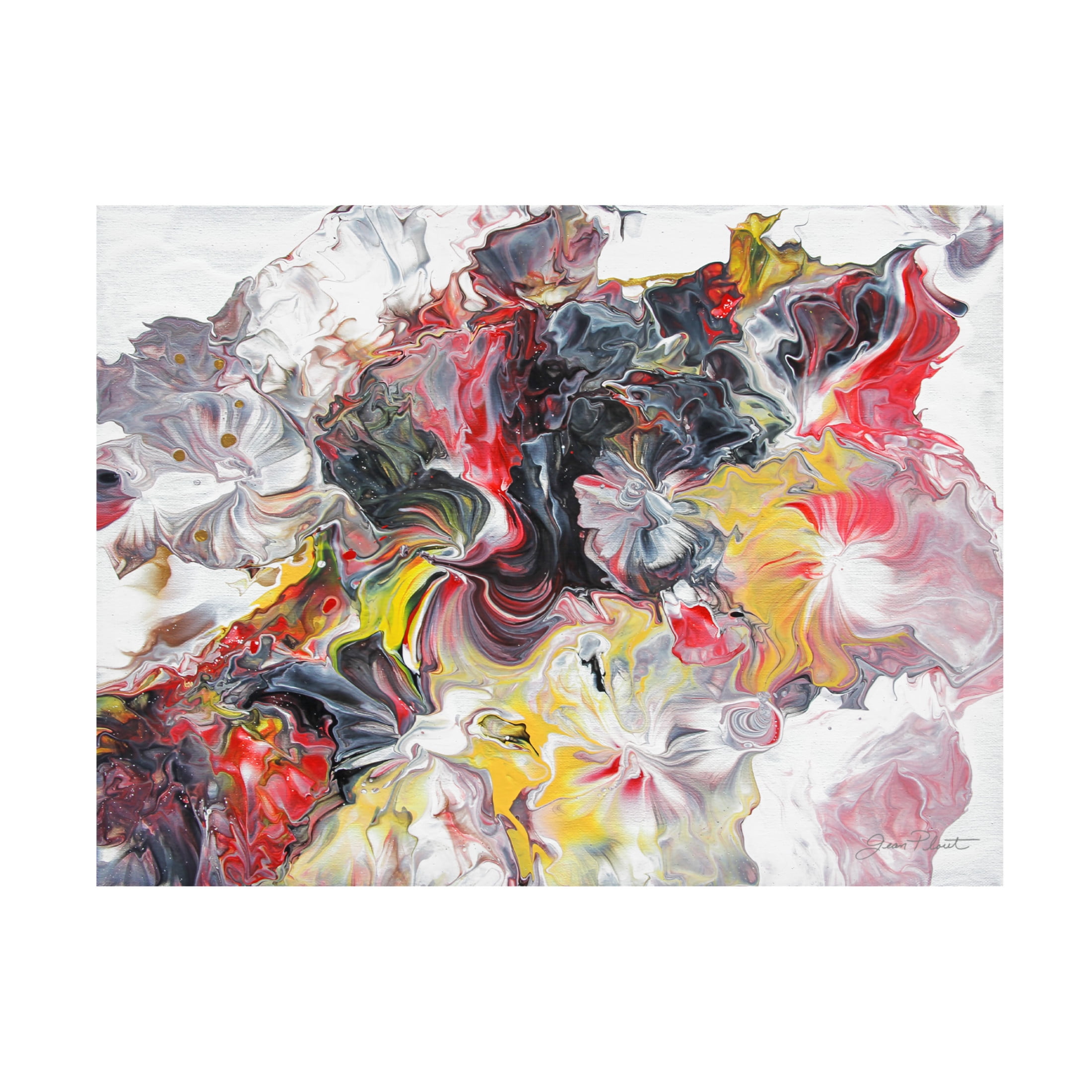 Canvas Wall Art - Jean Plout 'Abstract Pouring R' Wall Art for Living Room, Bedroom, or Office Décor by Trademark Fine Art - 47 x 35 Inches