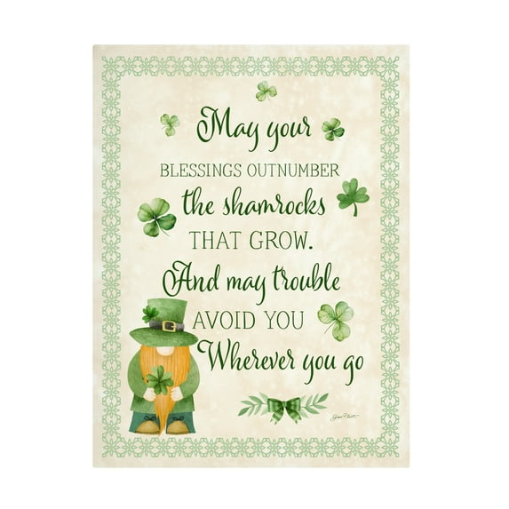 Canvas Wall Art - Jean Plout 'An Irish Blessing A' Wall Art for Living Room, Bedroom, or Office Décor by Trademark Fine Art - 14 x 19 Inches