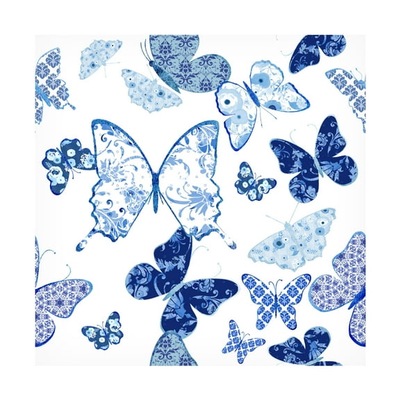 Canvas Wall Art - Jean Plout 'Beautiful Blue Butterflies A' Wall Art for Living Room, Bedroom, or Office Décor by Trademark Fine Art - 35 x 35 Inches
