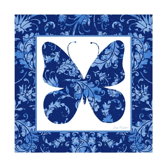 Canvas Wall Art - Jean Plout 'Beautiful Blue Butterflies C' Wall Art for Living Room, Bedroom, or Office Décor by Trademark Fine Art - 35 x 35 Inches
