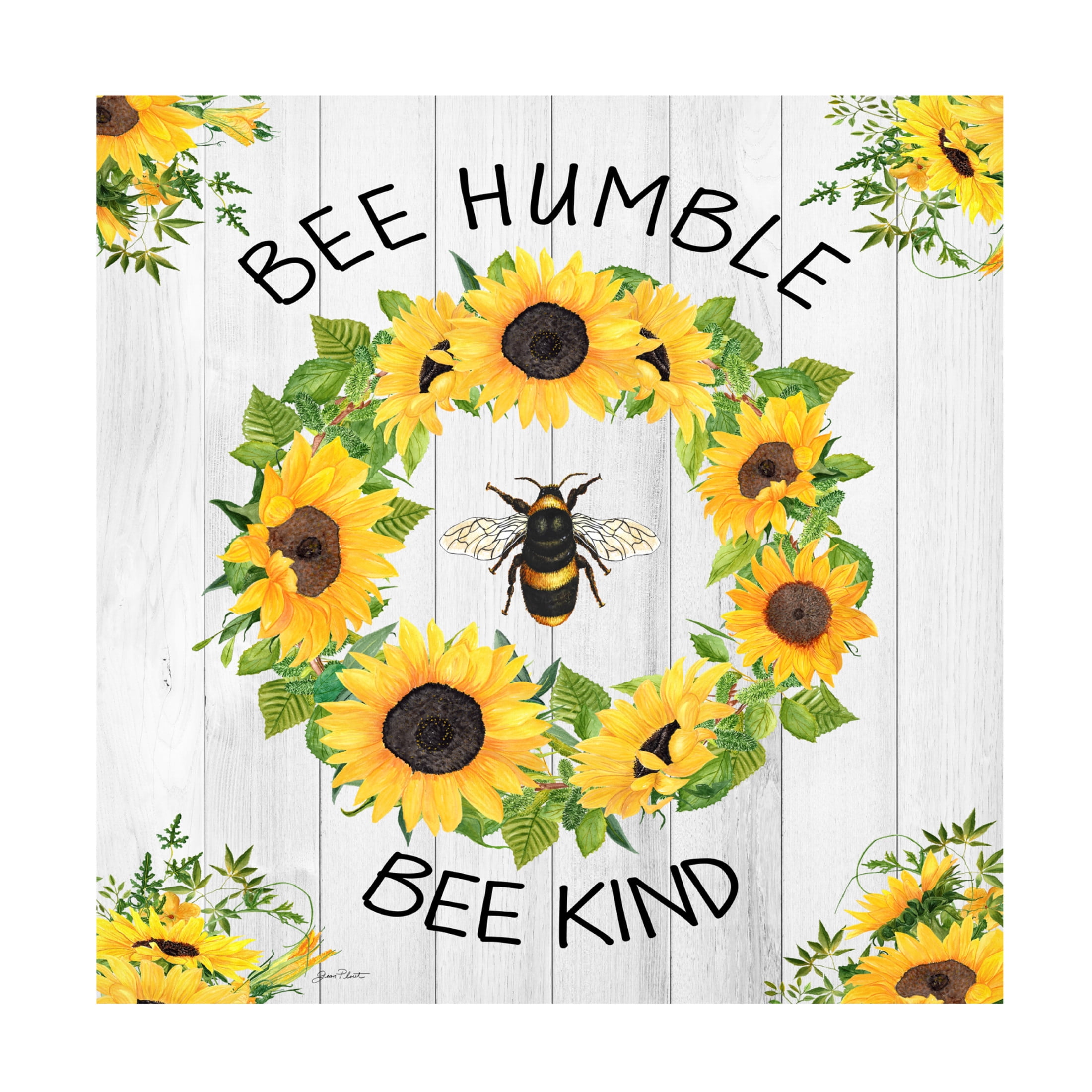 Canvas Wall Art - Jean Plout 'Bee Humble' Wall Art for Living Room, Bedroom, or Office Décor by Trademark Fine Art - 18 x 18 Inches