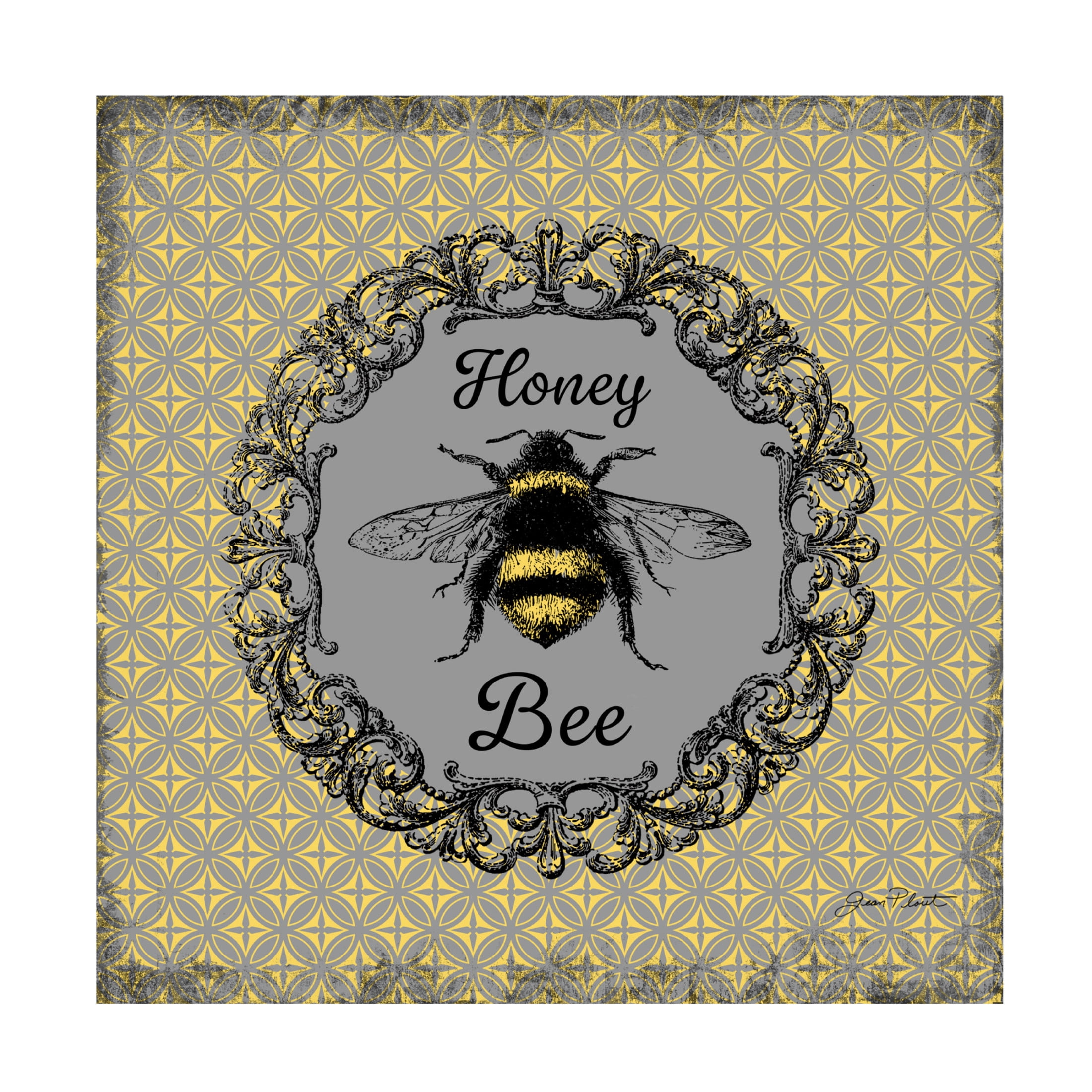 Canvas Wall Art - Jean Plout 'Bee Memories A' Wall Art for Living Room, Bedroom, or Office Décor by Trademark Fine Art - 14 x 14 Inches