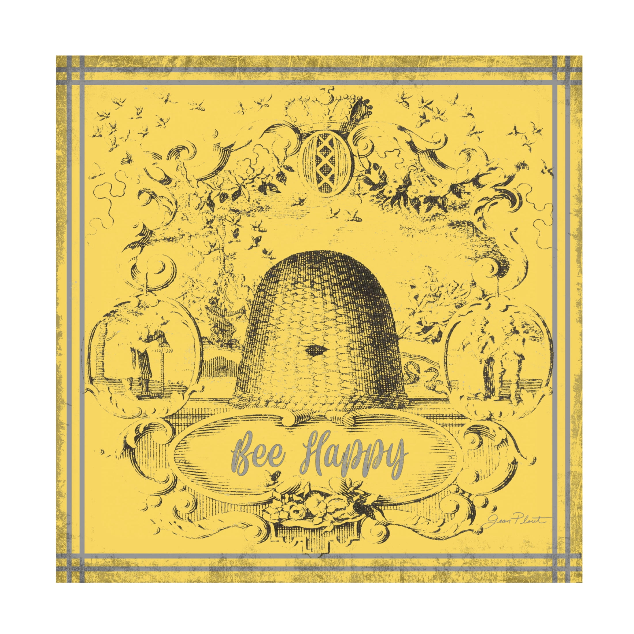 Canvas Wall Art - Jean Plout 'Bee Memories B' Wall Art for Living Room, Bedroom, or Office Décor by Trademark Fine Art - 14 x 14 Inches