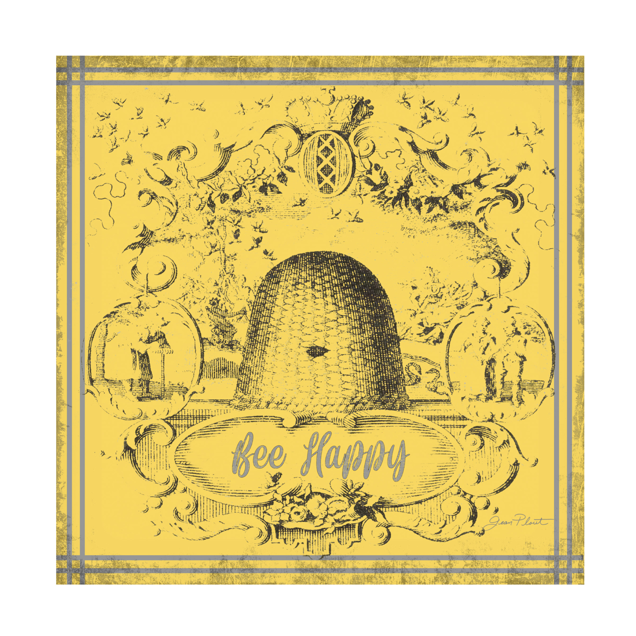 Canvas Wall Art - Jean Plout 'Bee Memories B' Wall Art for Living Room, Bedroom, or Office Décor by Trademark Fine Art - 18 x 18 Inches