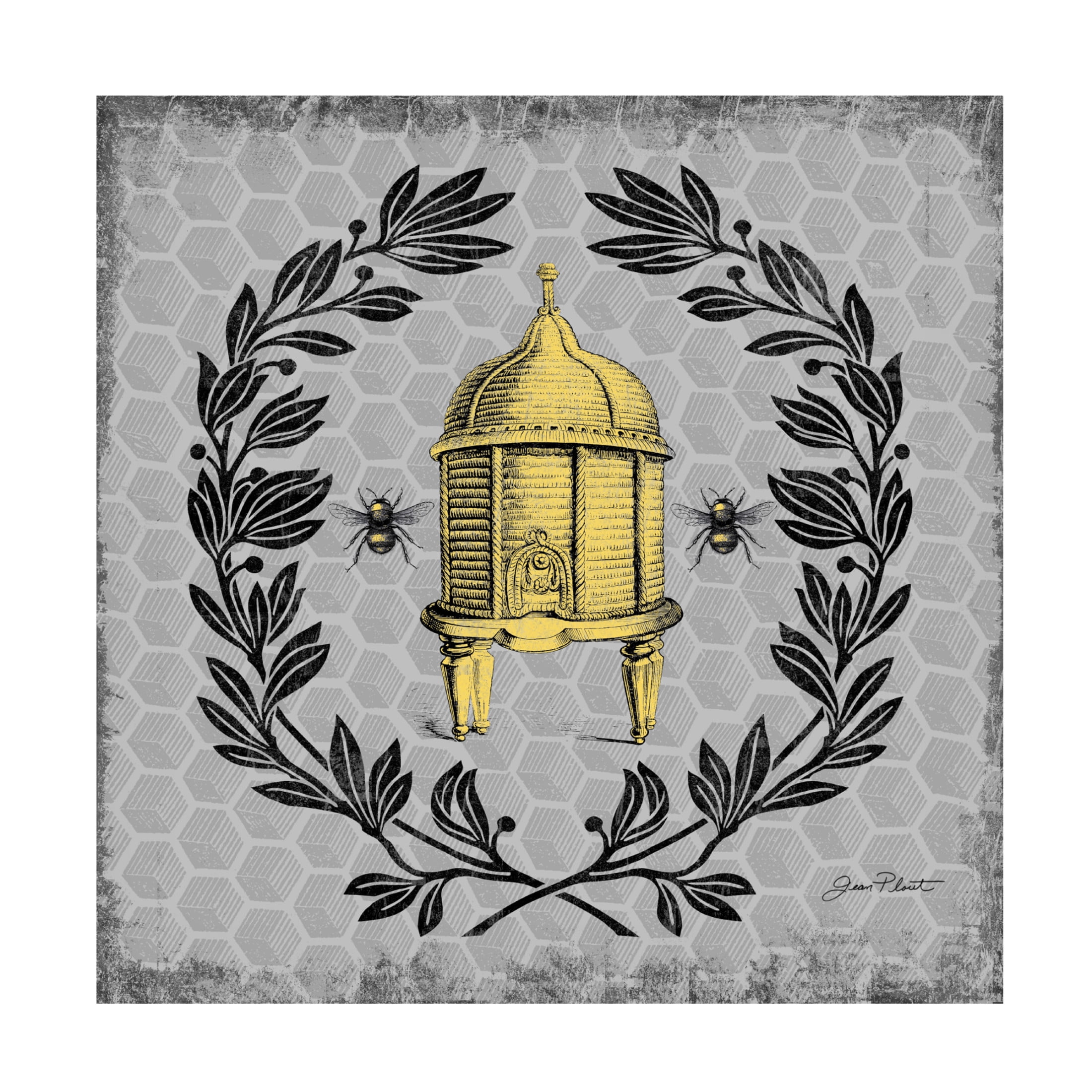 Canvas Wall Art - Jean Plout 'Bee Memories D' Wall Art for Living Room, Bedroom, or Office Décor by Trademark Fine Art - 24 x 24 Inches