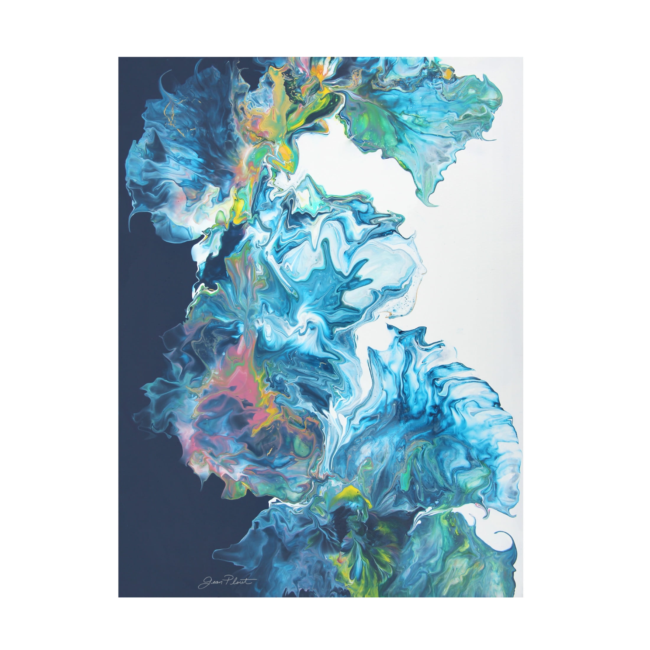 Canvas Wall Art - Jean Plout 'Blue Fluid Magic' Wall Art for Living Room, Bedroom, or Office Décor by Trademark Fine Art - 35 x 47 Inches