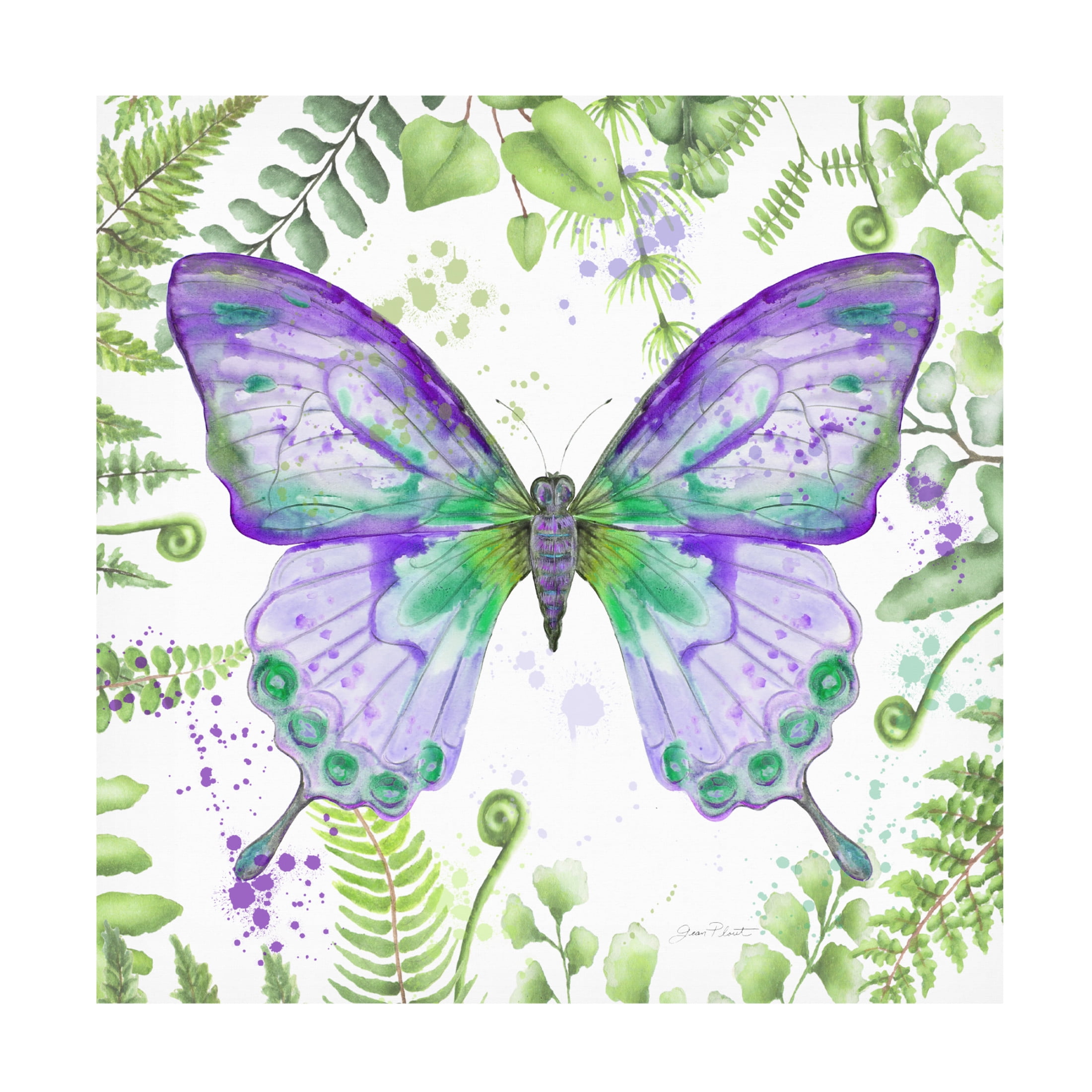 Canvas Wall Art - Jean Plout 'Botanical Butterfly Beauty 4' Wall Art for Living Room, Bedroom, or Office Décor by Trademark Fine Art - 24 x 24 Inches