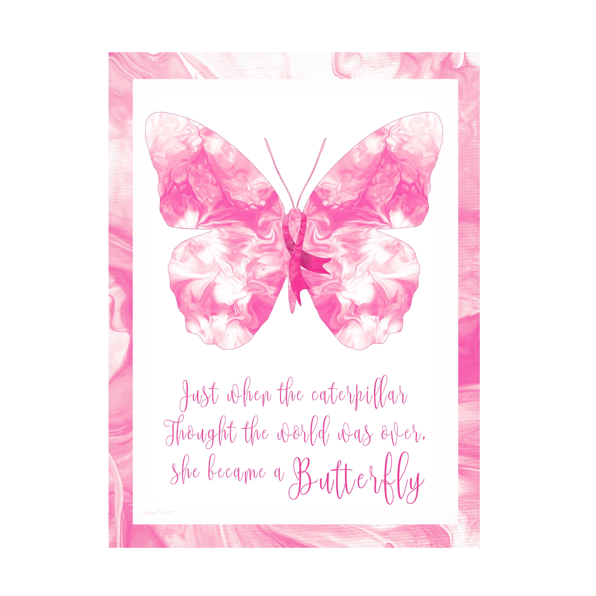 Canvas Wall Art - Jean Plout 'Breast Cancer Butterfly' Wall Art for Living Room, Bedroom, or Office DÃ©cor by Trademark Fine Art - 24 x 32 Inches