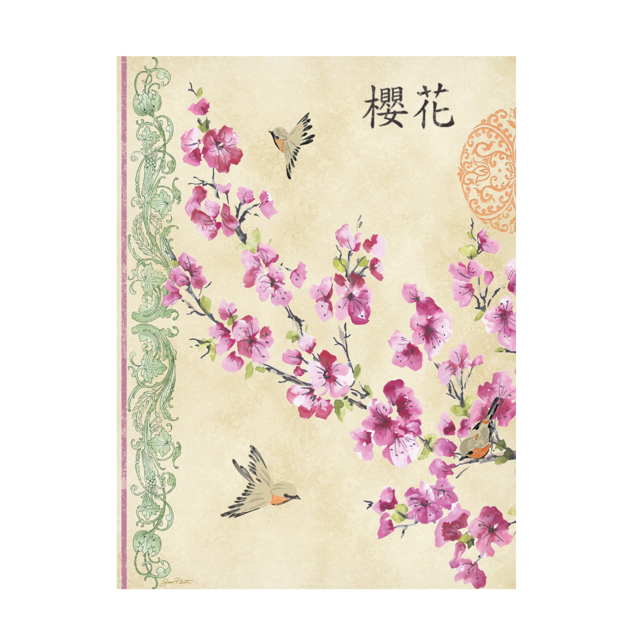 Canvas Wall Art - Jean Plout 'Cherry Blossoms' Wall Art for Living Room, Bedroom, or Office Décor by Trademark Fine Art - 35 x 47 Inches