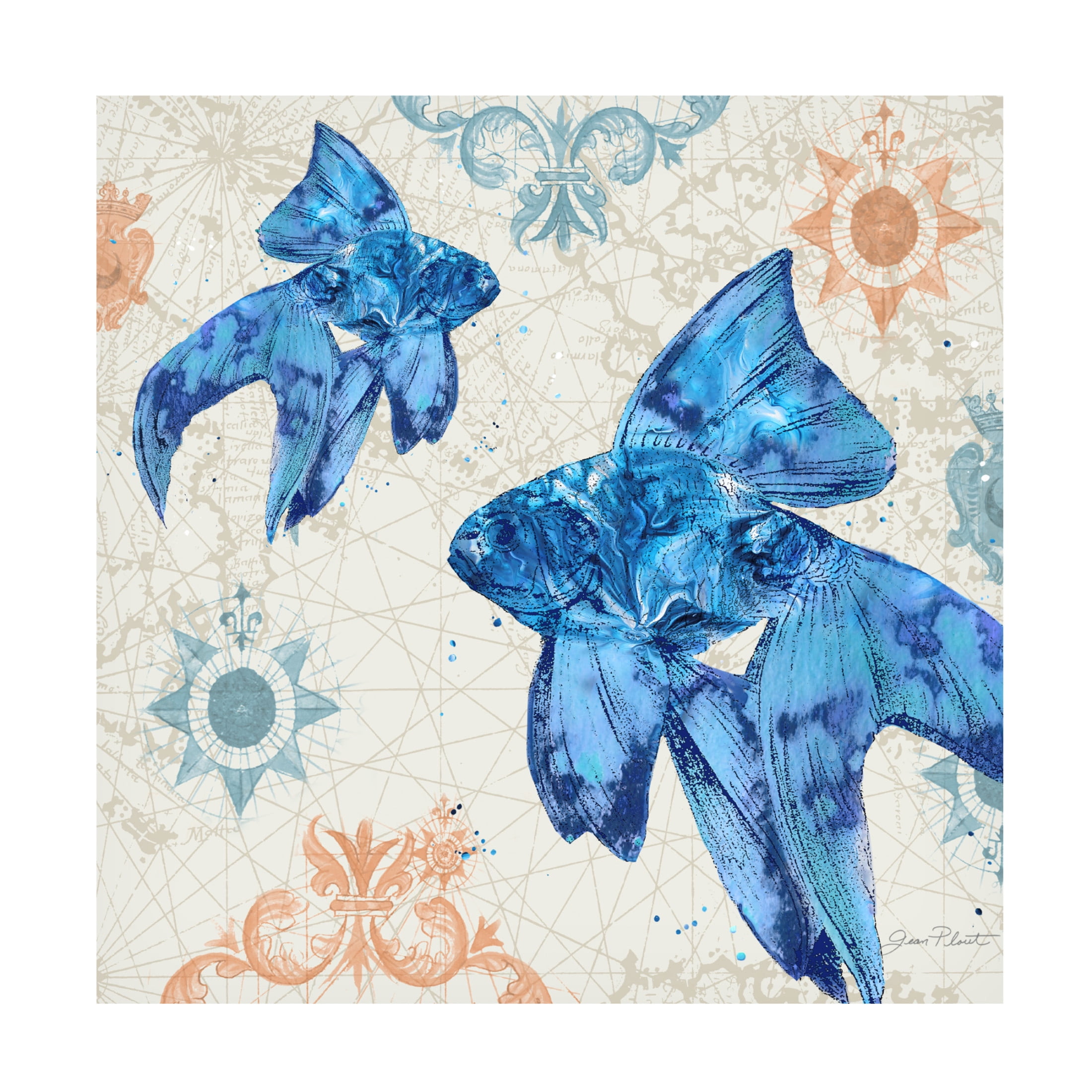 Canvas Wall Art - Jean Plout 'Coastal Collection A' Wall Art for Living Room, Bedroom, or Office Décor by Trademark Fine Art - 18 x 18 Inches