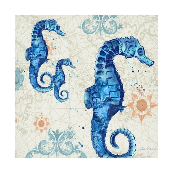 Canvas Wall Art - Jean Plout 'Coastal Collection B' Wall Art for Living Room, Bedroom, or Office Décor by Trademark Fine Art - 14 x 14 Inches