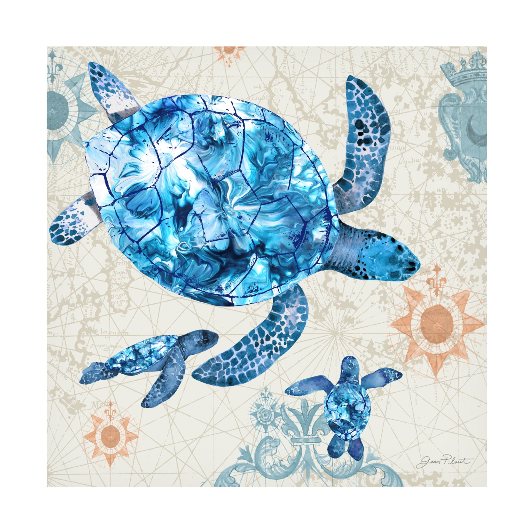 Canvas Wall Art - Jean Plout 'Coastal Collection C' Wall Art for Living Room, Bedroom, or Office Décor by Trademark Fine Art - 18 x 18 Inches