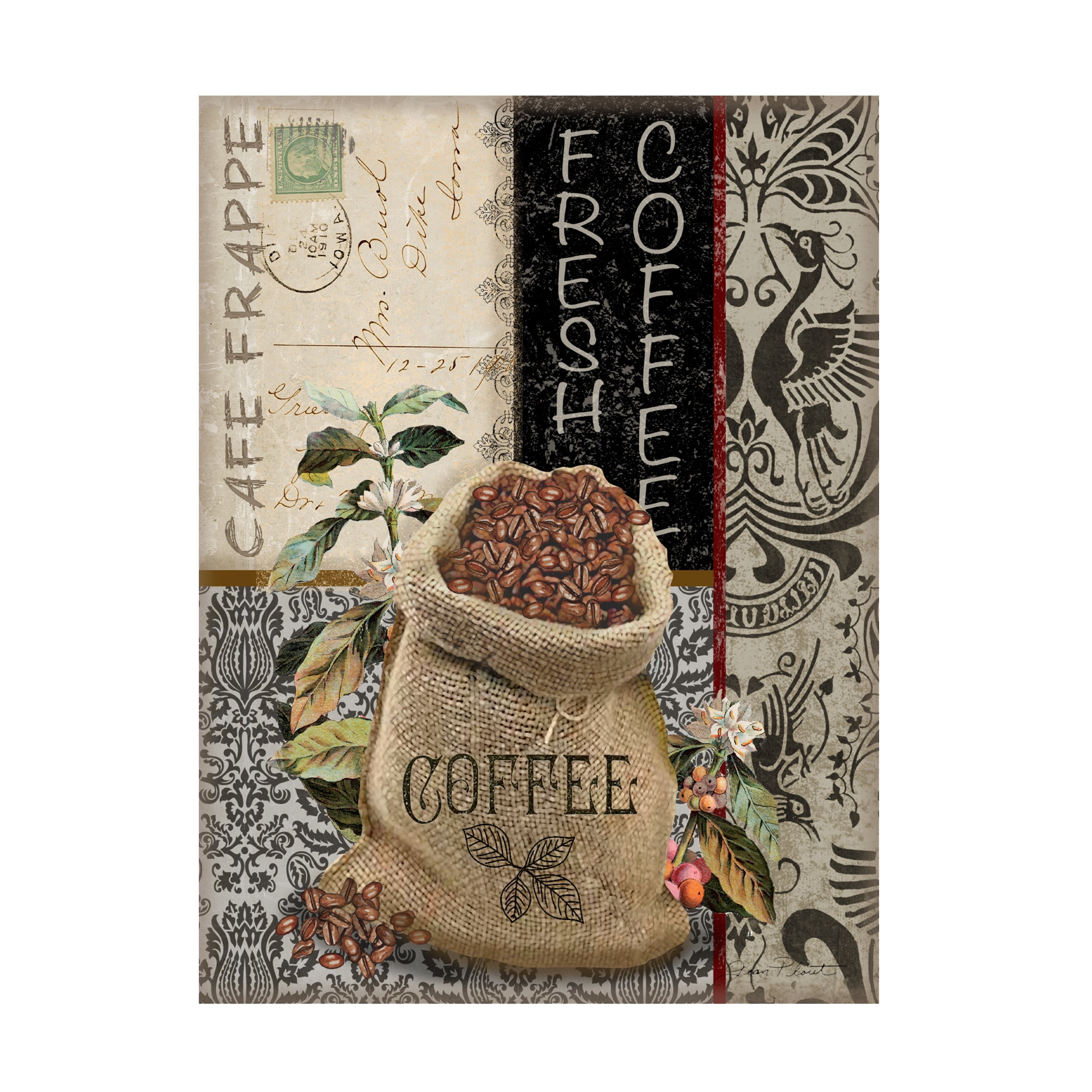 Canvas Wall Art - Jean Plout 'Coffee Art D' Wall Art for Living Room, Bedroom, or Office DÃ©cor by Trademark Fine Art - 14 x 19 Inches