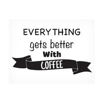 Canvas Wall Art - Jean Plout 'Coffee Typography A' Wall Art for Living Room, Bedroom, or Office Décor by Trademark Fine Art - 19 x 14 Inches