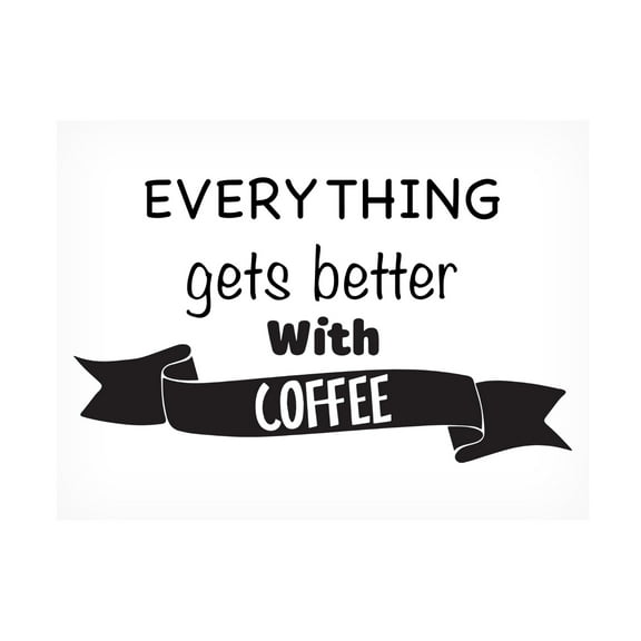 Canvas Wall Art - Jean Plout 'Coffee Typography A' Wall Art for Living Room, Bedroom, or Office Décor by Trademark Fine Art - 19 x 14 Inches