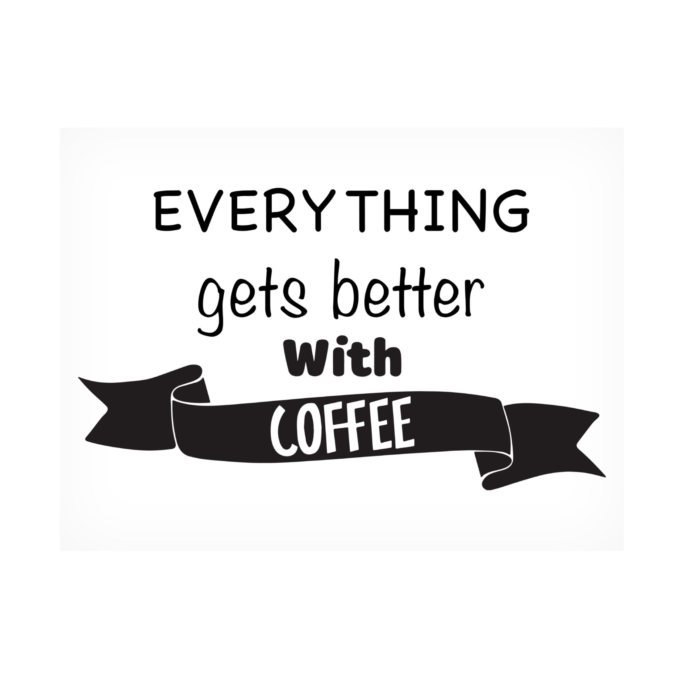 Canvas Wall Art - Jean Plout 'Coffee Typography A' Wall Art for Living Room, Bedroom, or Office Décor by Trademark Fine Art - 47 x 35 Inches