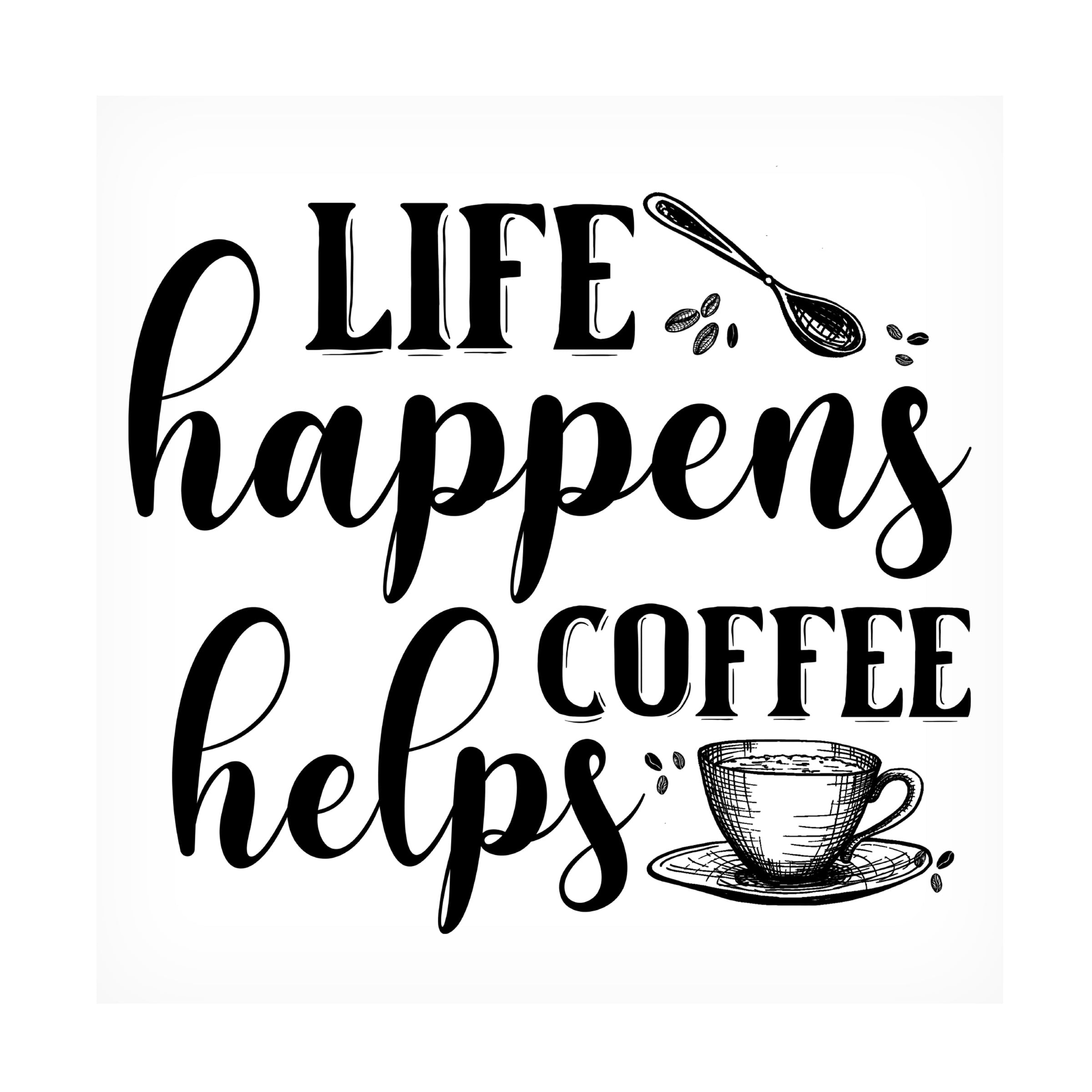 Canvas Wall Art - Jean Plout 'Coffee Typography D' Wall Art for Living Room, Bedroom, or Office DÃ©cor by Trademark Fine Art - 14 x 14 Inches