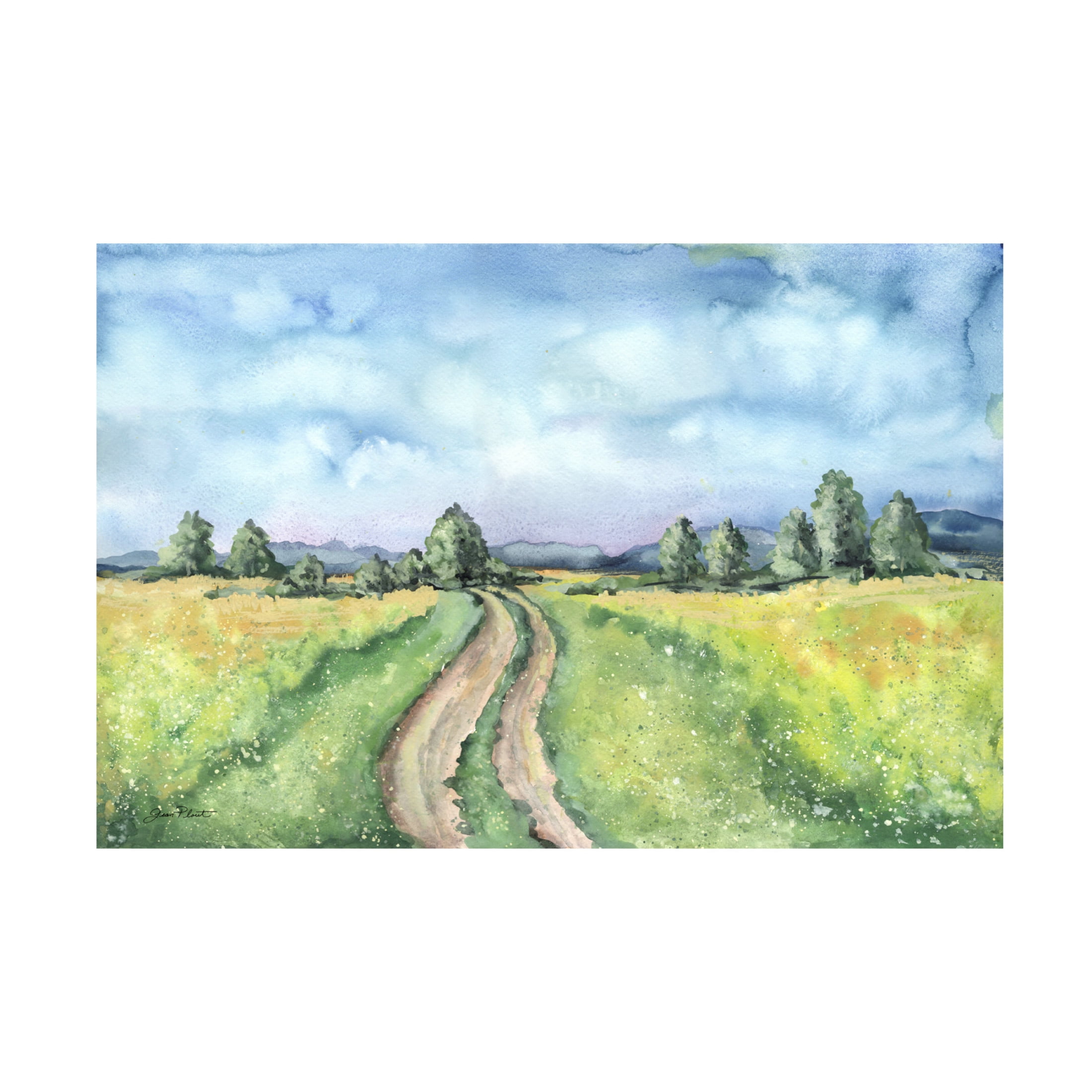 Canvas Wall Art - Jean Plout 'Country Road Landscape' Wall Art for Living Room, Bedroom, or Office Décor by Trademark Fine Art - 47 x 30 Inches