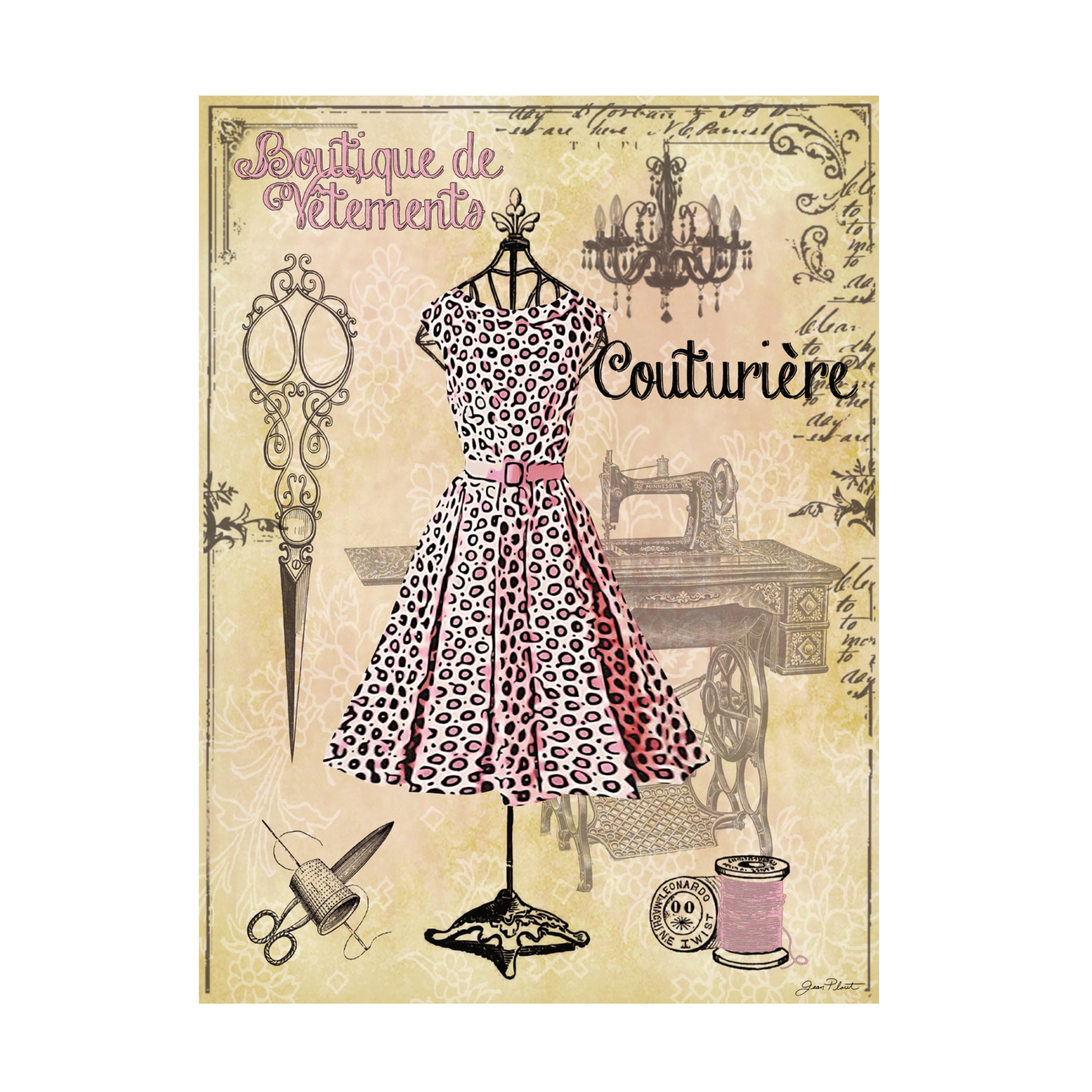 Canvas Wall Art - Jean Plout 'Dress Shop A' Wall Art for Living Room, Bedroom, or Office Décor by Trademark Fine Art - 14 x 19 Inches