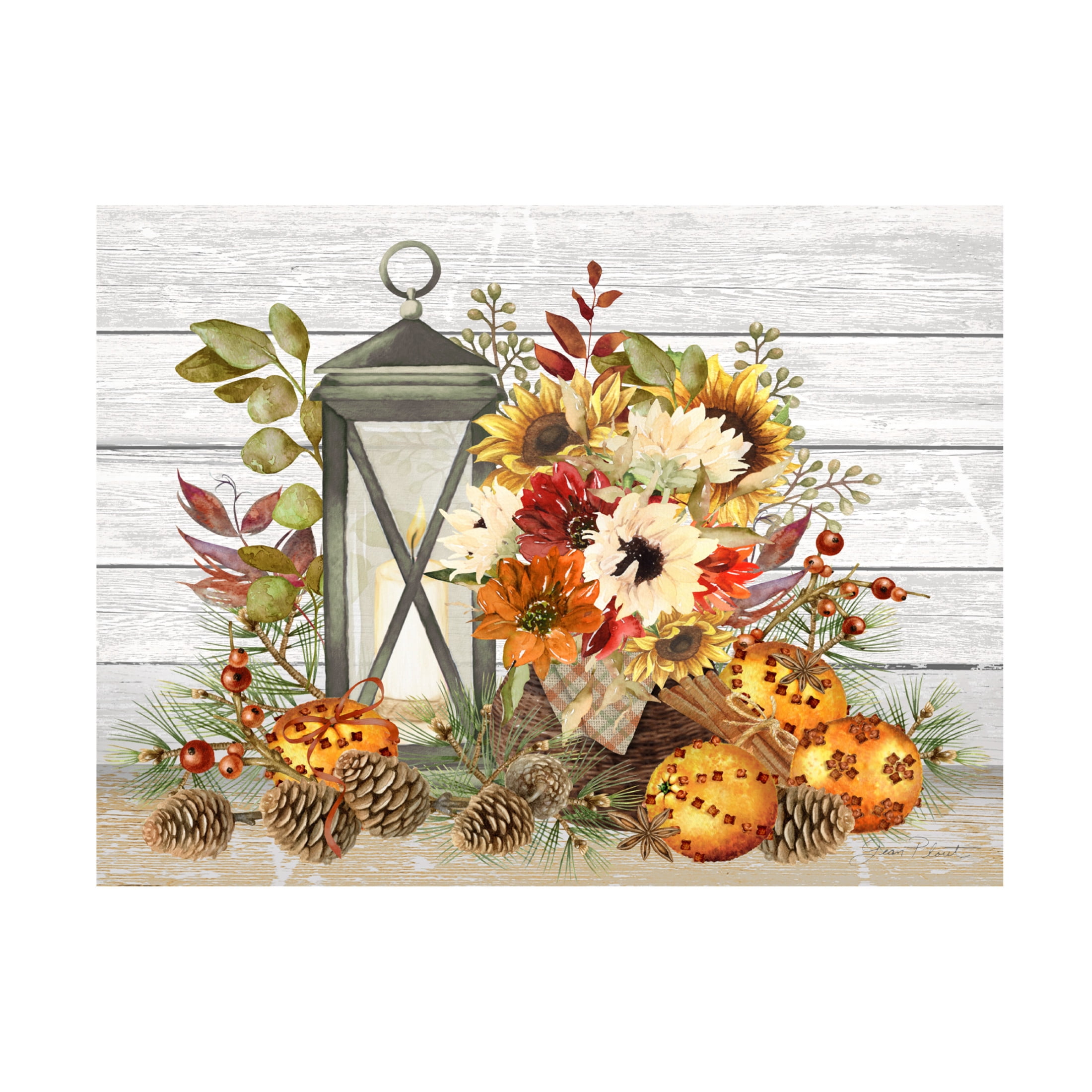 Canvas Wall Art - Jean Plout 'Fall Lantern B' Wall Art for Living Room, Bedroom, or Office Décor by Trademark Fine Art - 24 x 18 Inches