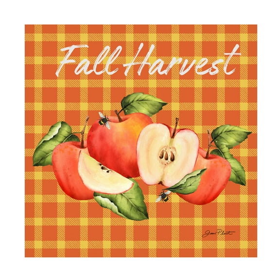 Canvas Wall Art - Jean Plout 'Fall Plaid Celebration B' Wall Art for Living Room, Bedroom, or Office Décor by Trademark Fine Art - 14 x 14 Inches