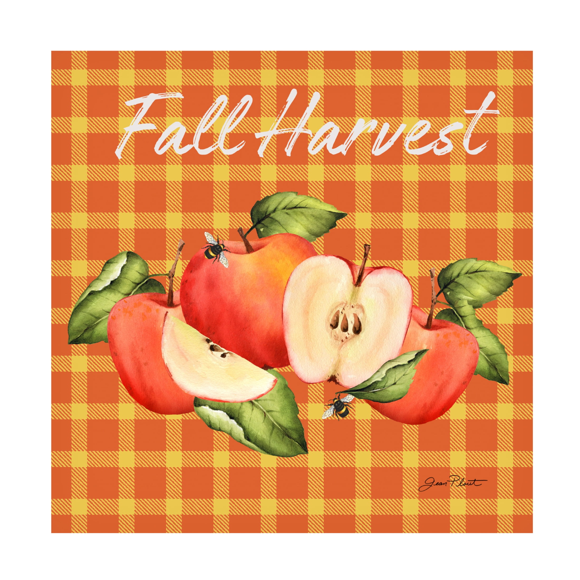 Canvas Wall Art - Jean Plout 'Fall Plaid Celebration B' Wall Art for Living Room, Bedroom, or Office Décor by Trademark Fine Art - 24 x 24 Inches
