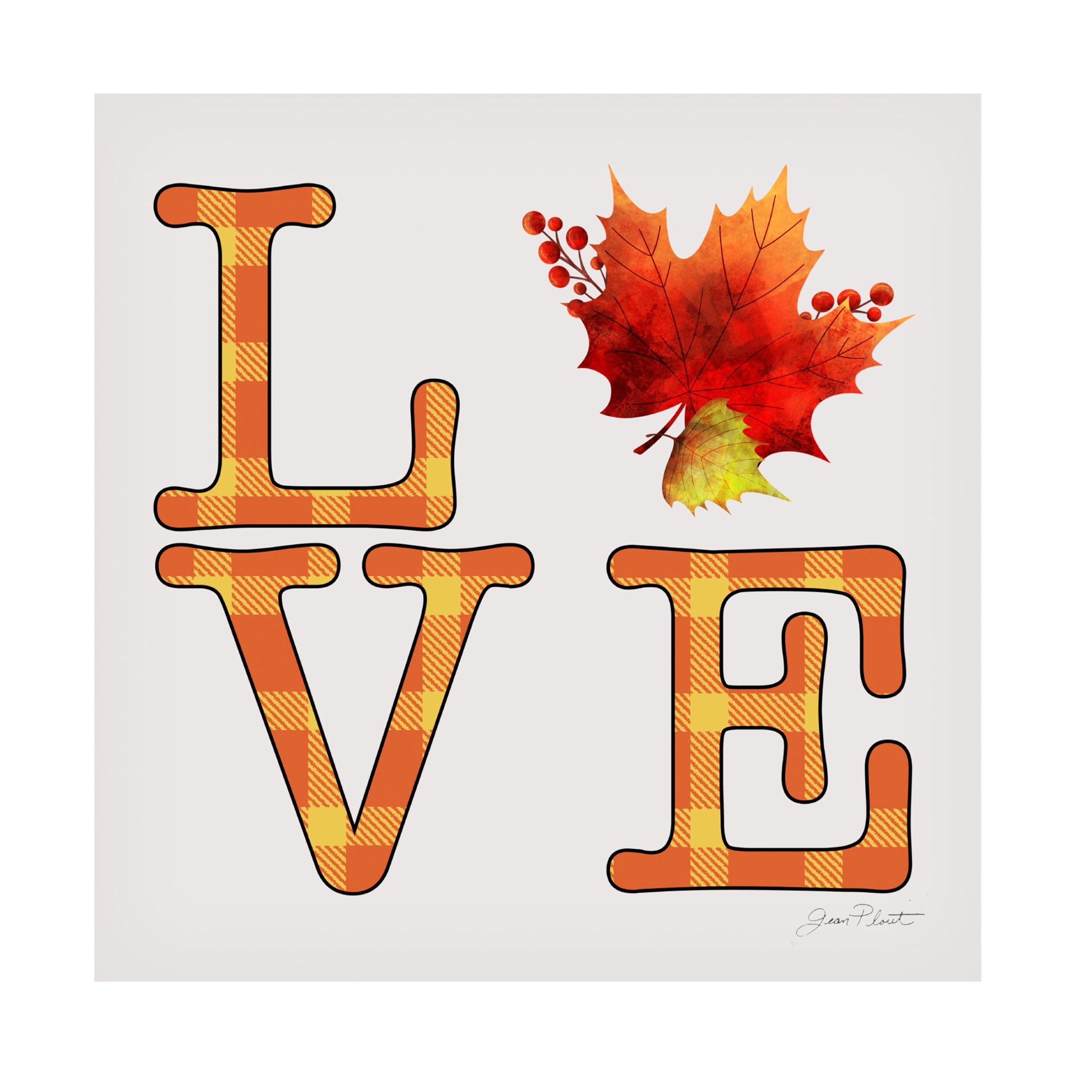 Canvas Wall Art - Jean Plout 'Fall Plaid Celebration D' Wall Art for Living Room, Bedroom, or Office Décor by Trademark Fine Art - 35 x 35 Inches