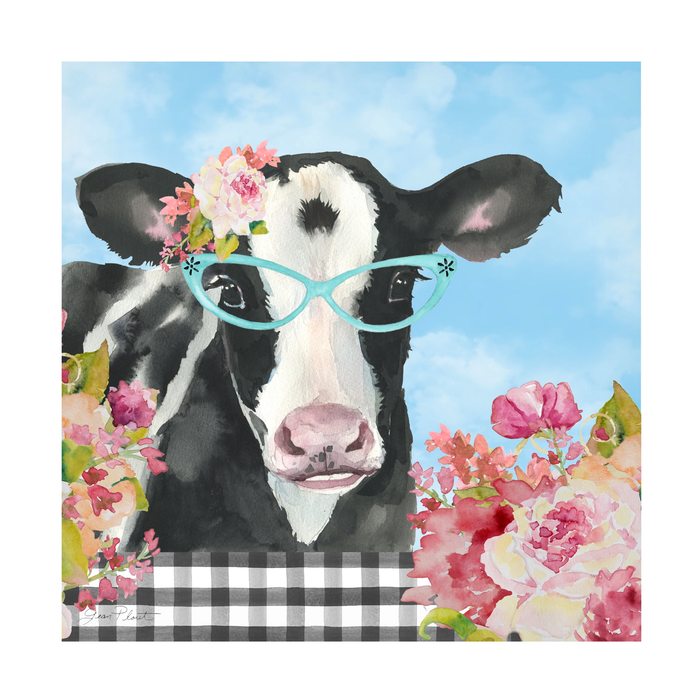 Canvas Wall Art - Jean Plout 'Farm Animal Beauties A' Wall Art for Living Room, Bedroom, or Office Décor by Trademark Fine Art - 18 x 18 Inches