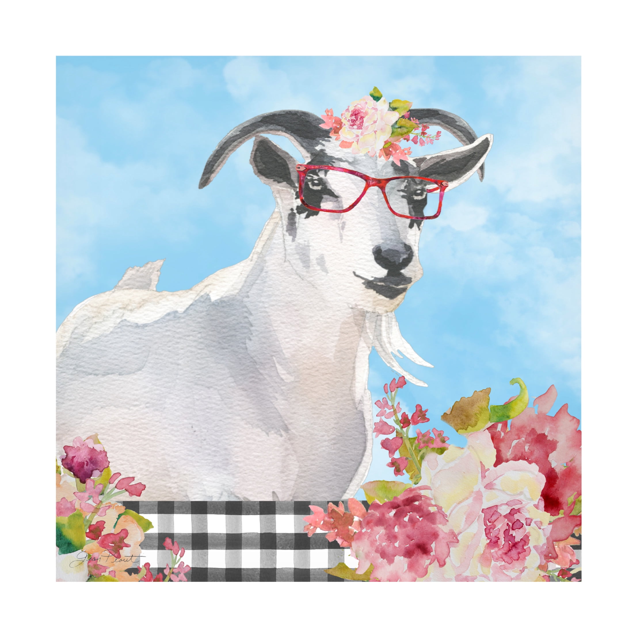 Canvas Wall Art - Jean Plout 'Farm Animal Beauties C' Wall Art for Living Room, Bedroom, or Office Décor by Trademark Fine Art - 14 x 14 Inches