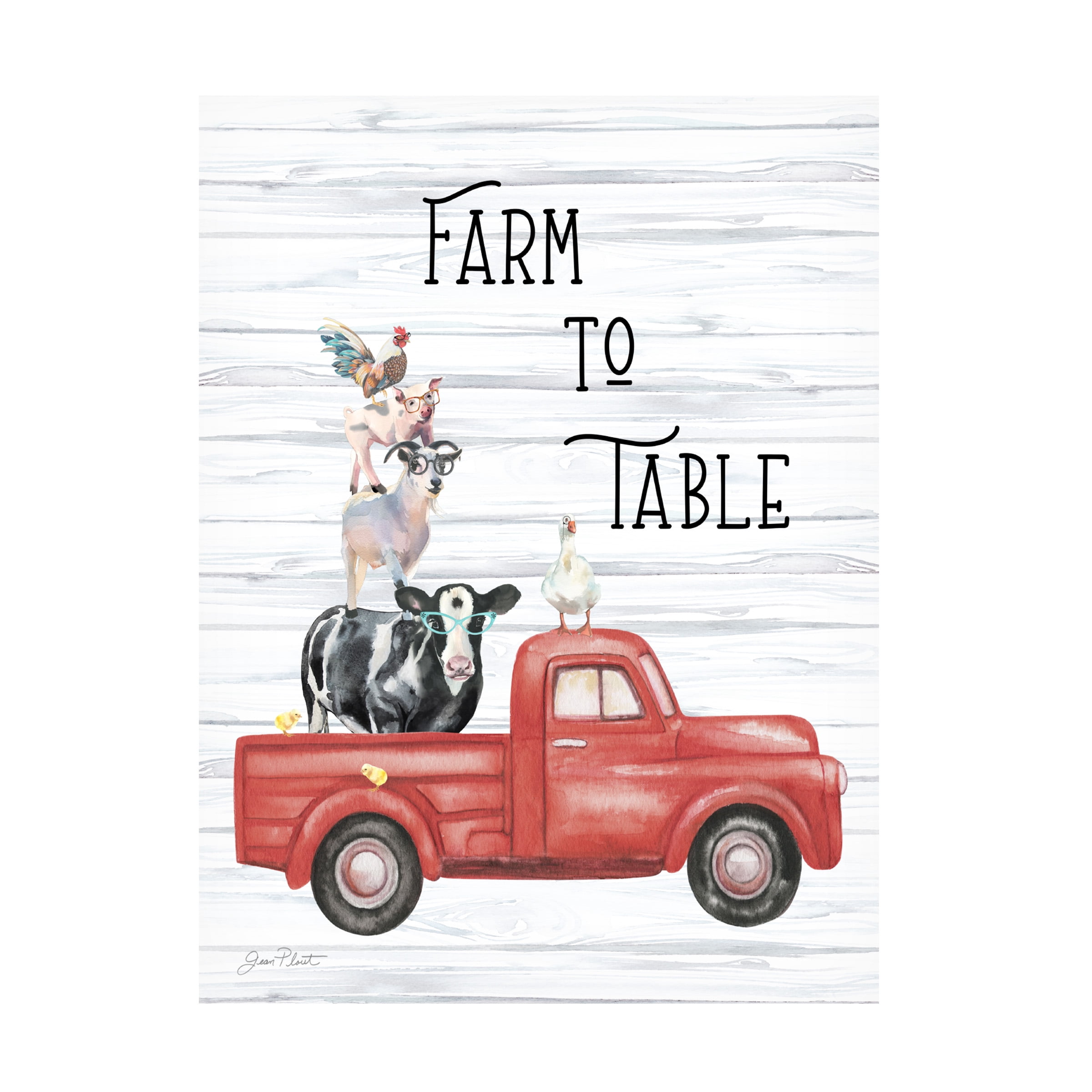 Canvas Wall Art - Jean Plout 'Farm Animal Family B' Wall Art for Living Room, Bedroom, or Office DÃ©cor by Trademark Fine Art - 18 x 24 Inches