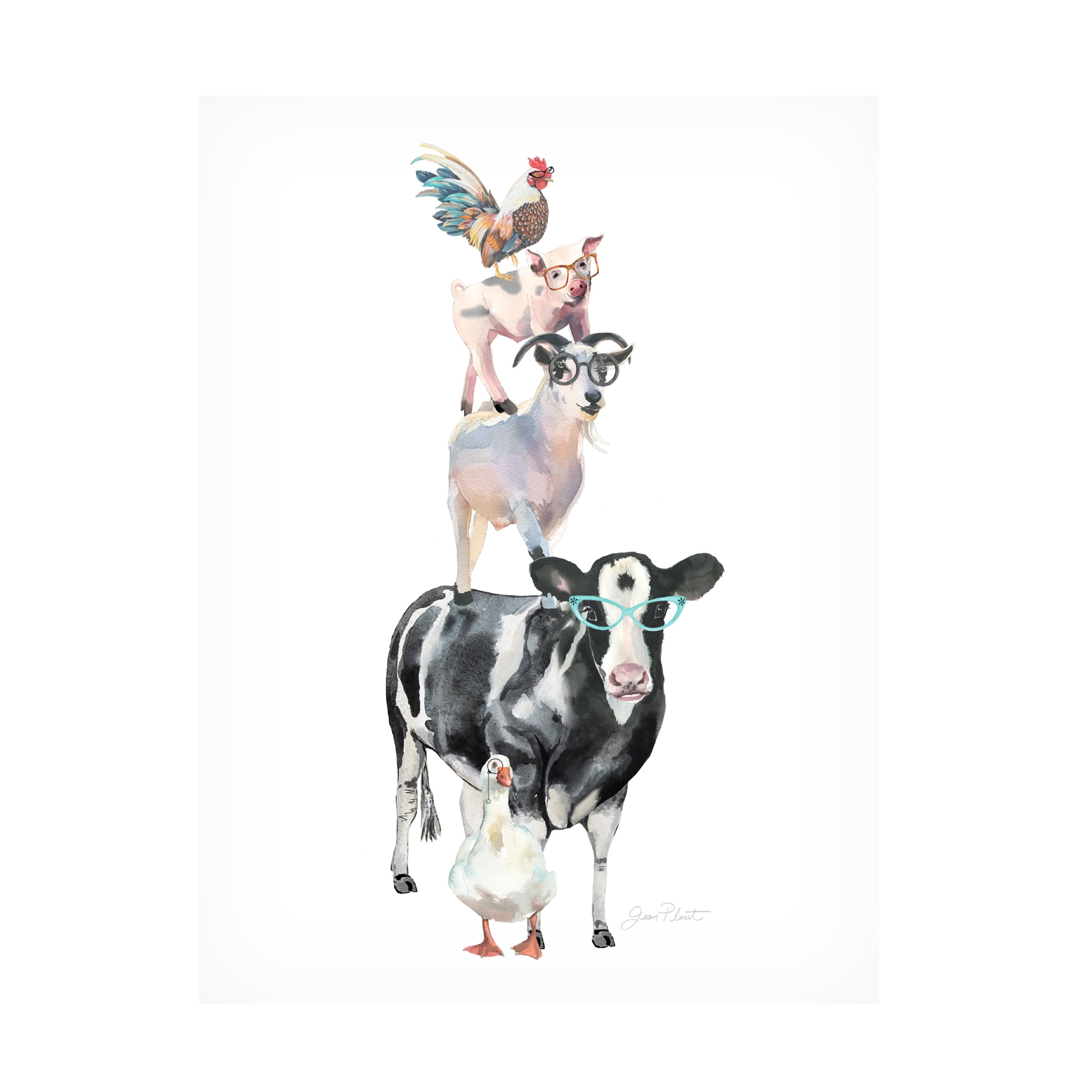 Canvas Wall Art - Jean Plout 'Farm Animal Family C' Wall Art for Living Room, Bedroom, or Office DÃ©cor by Trademark Fine Art - 35 x 47 Inches