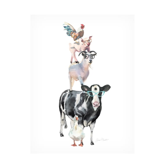 Canvas Wall Art - Jean Plout 'Farm Animal Family C' Wall Art for Living Room, Bedroom, or Office Décor by Trademark Fine Art - 35 x 47 Inches